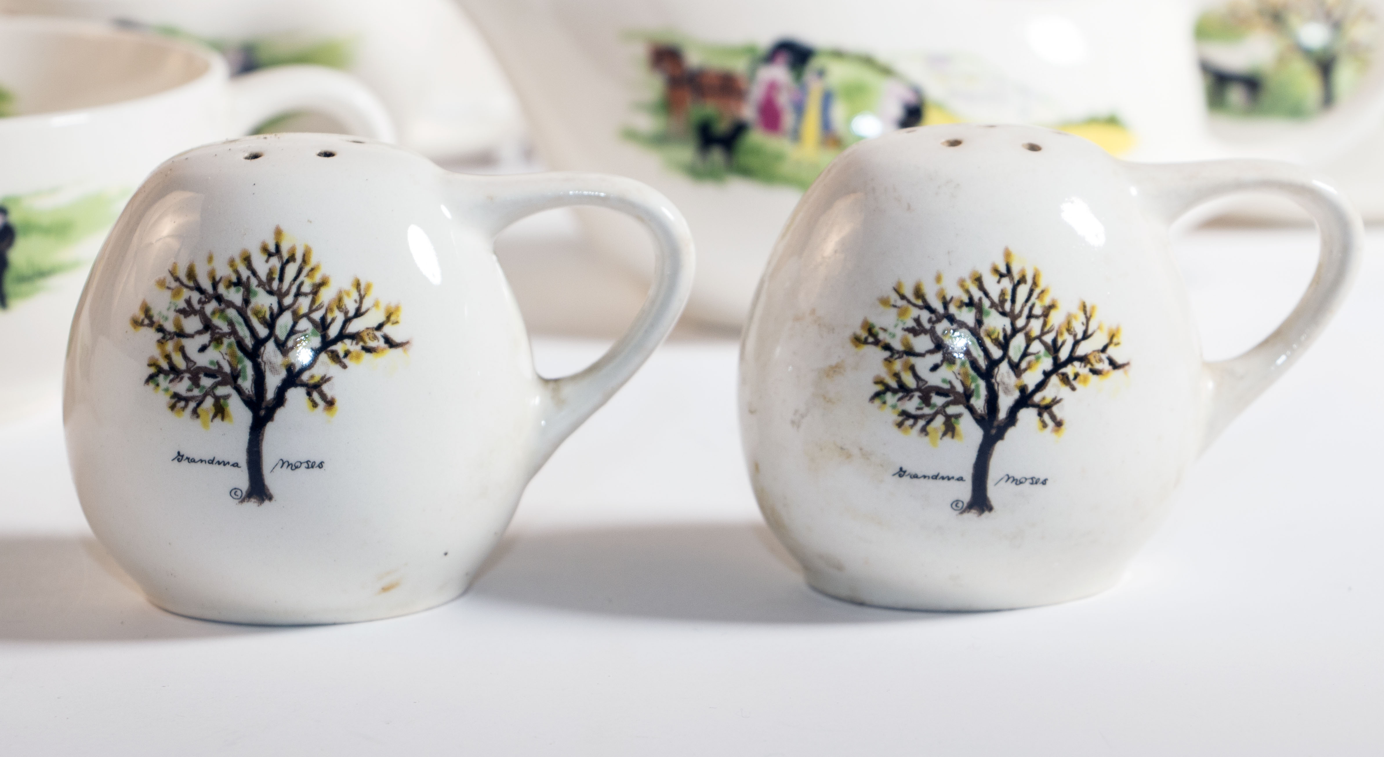 1950s Grandma Moses for Crown Potteries Ceramic Tableware