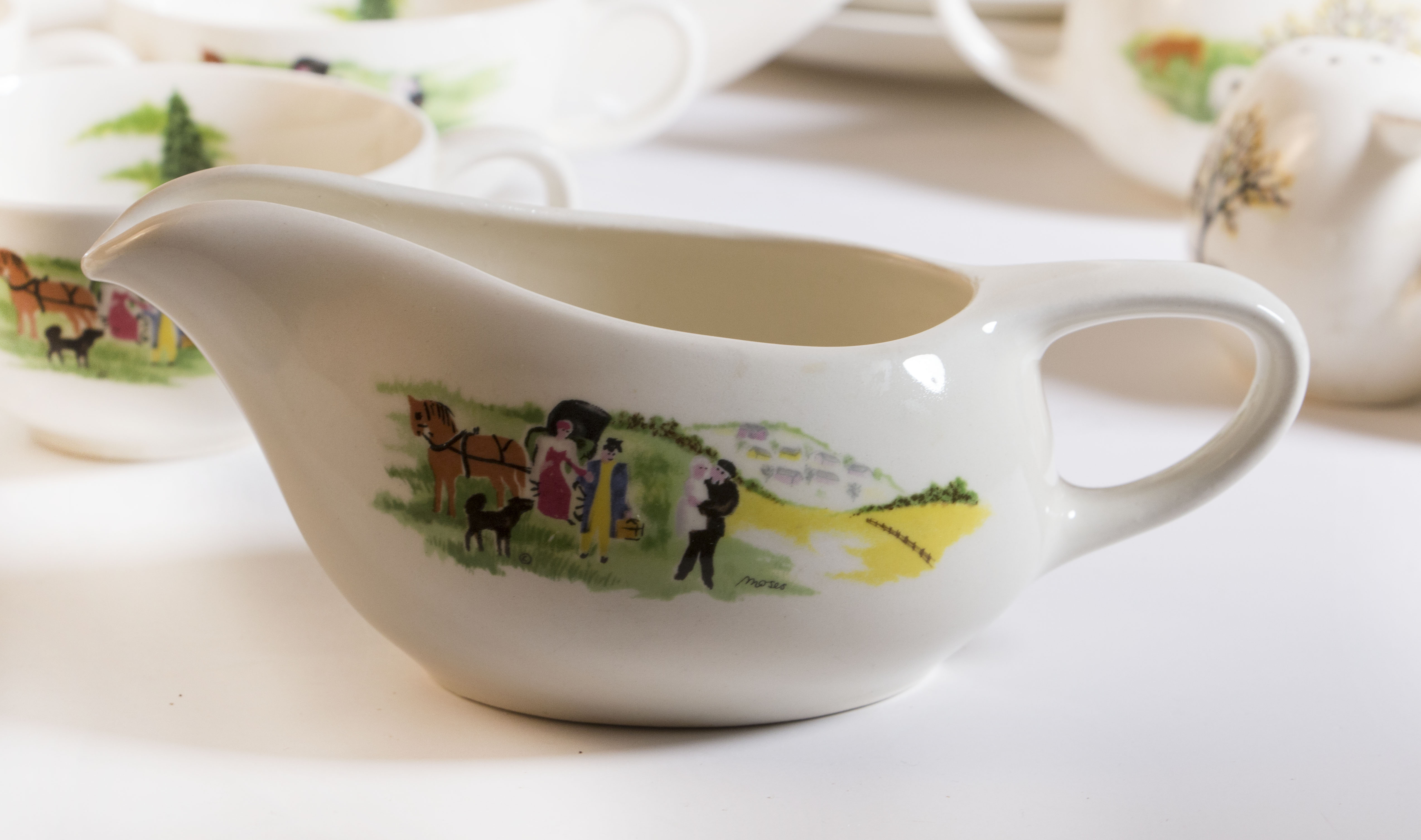 1950s Grandma Moses for Crown Potteries Ceramic Tableware
