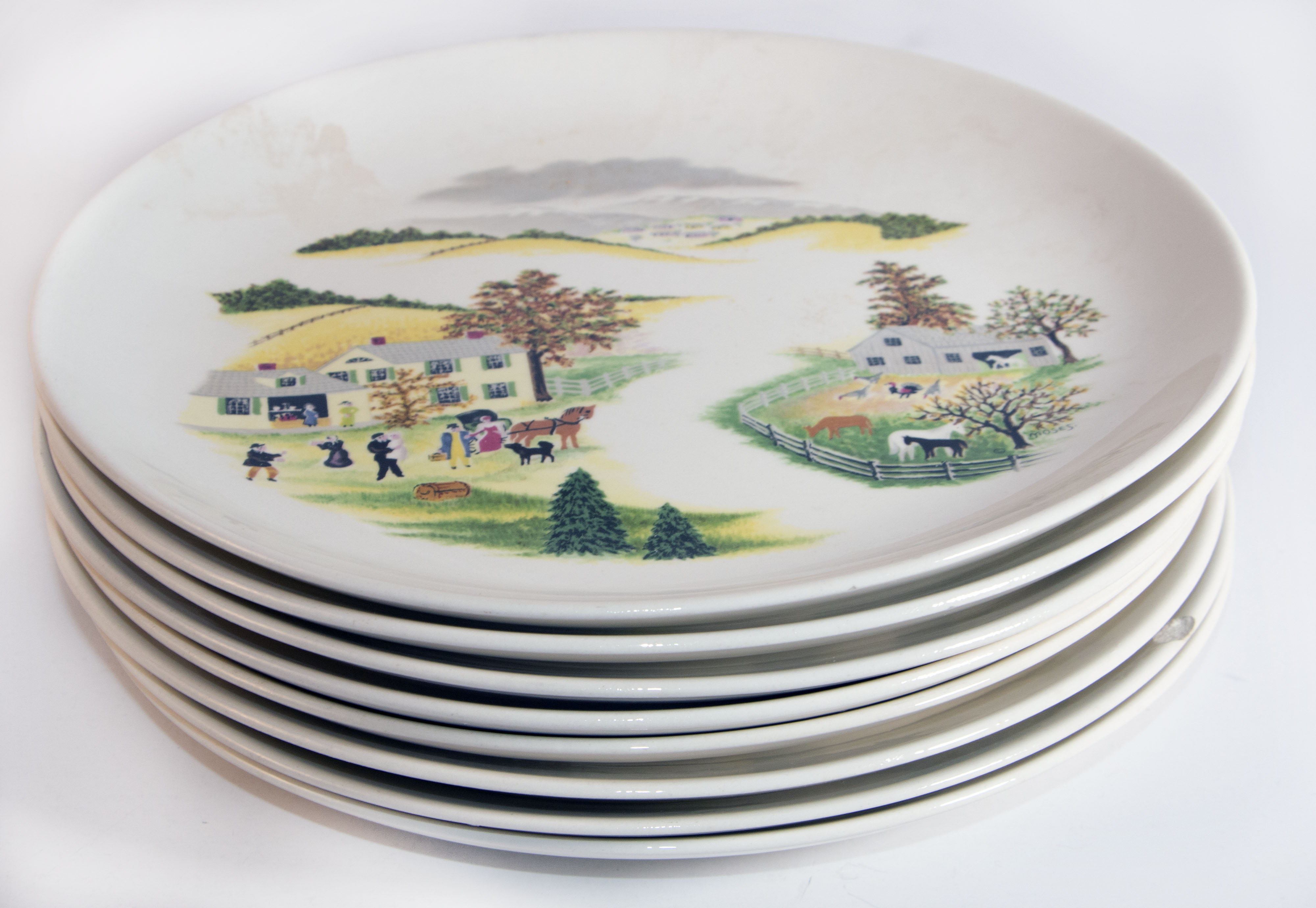 1950s Grandma Moses for Crown Potteries Ceramic Tableware