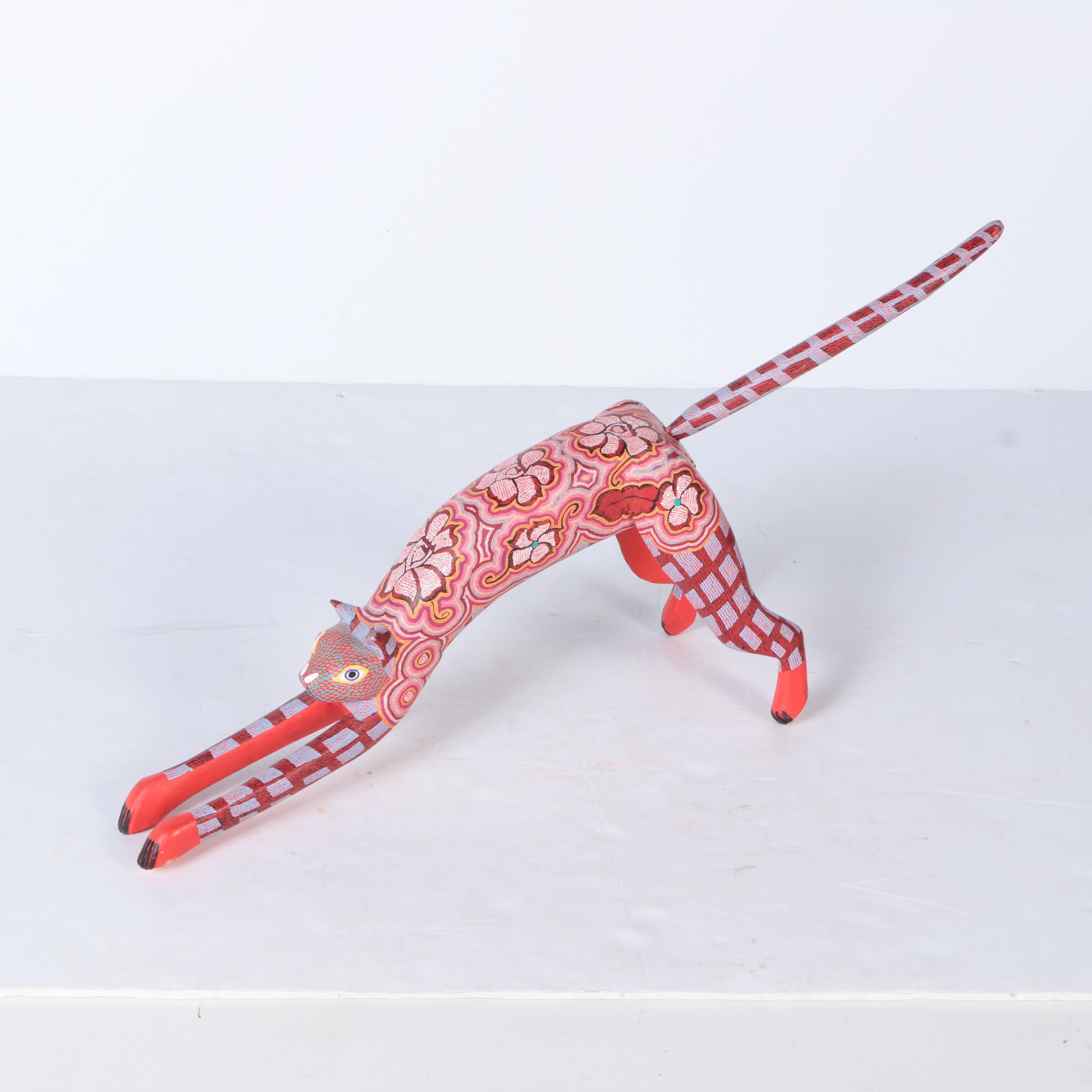 Stylized Wooden Cat Figurine