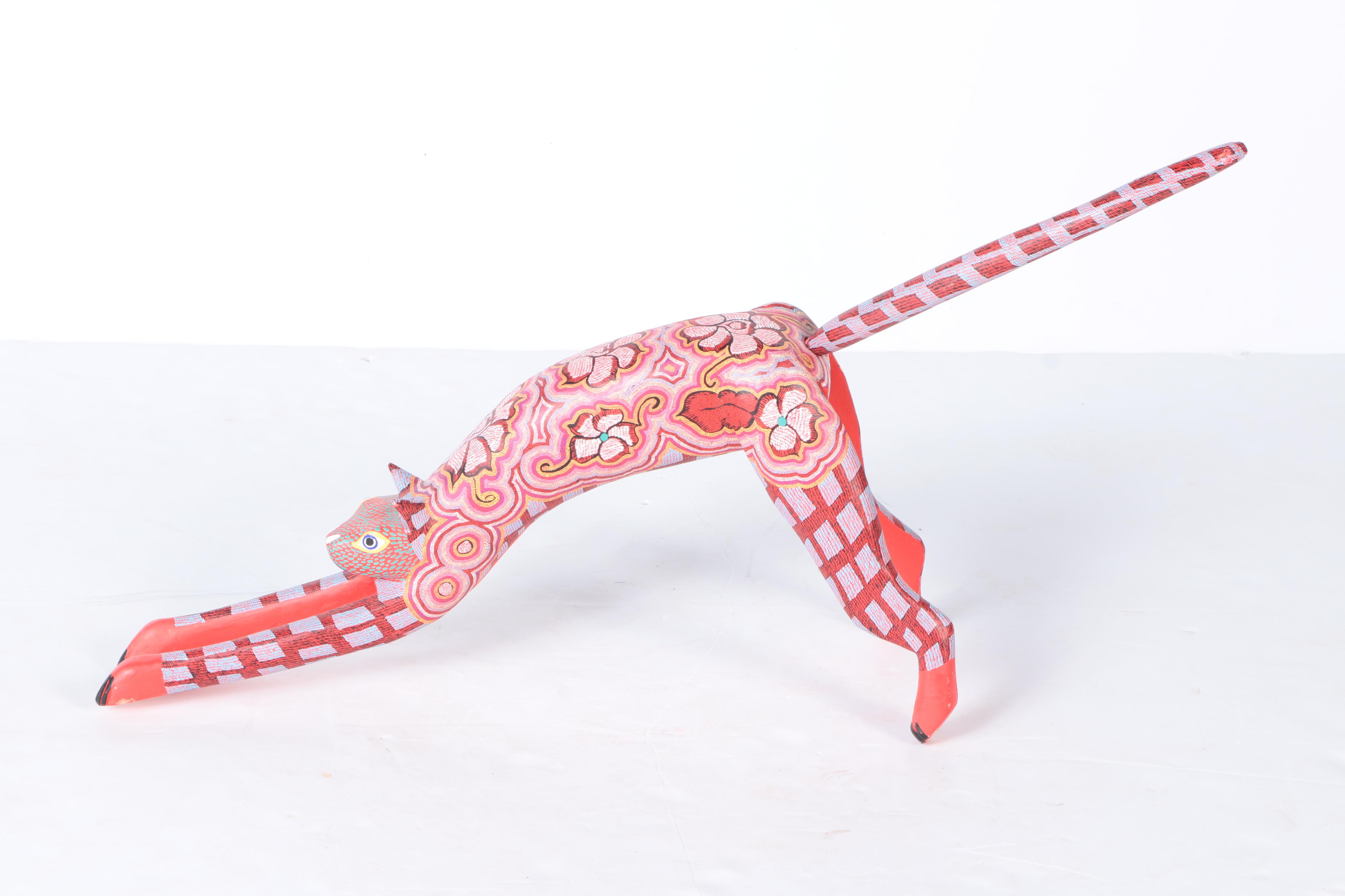 Stylized Wooden Cat Figurine