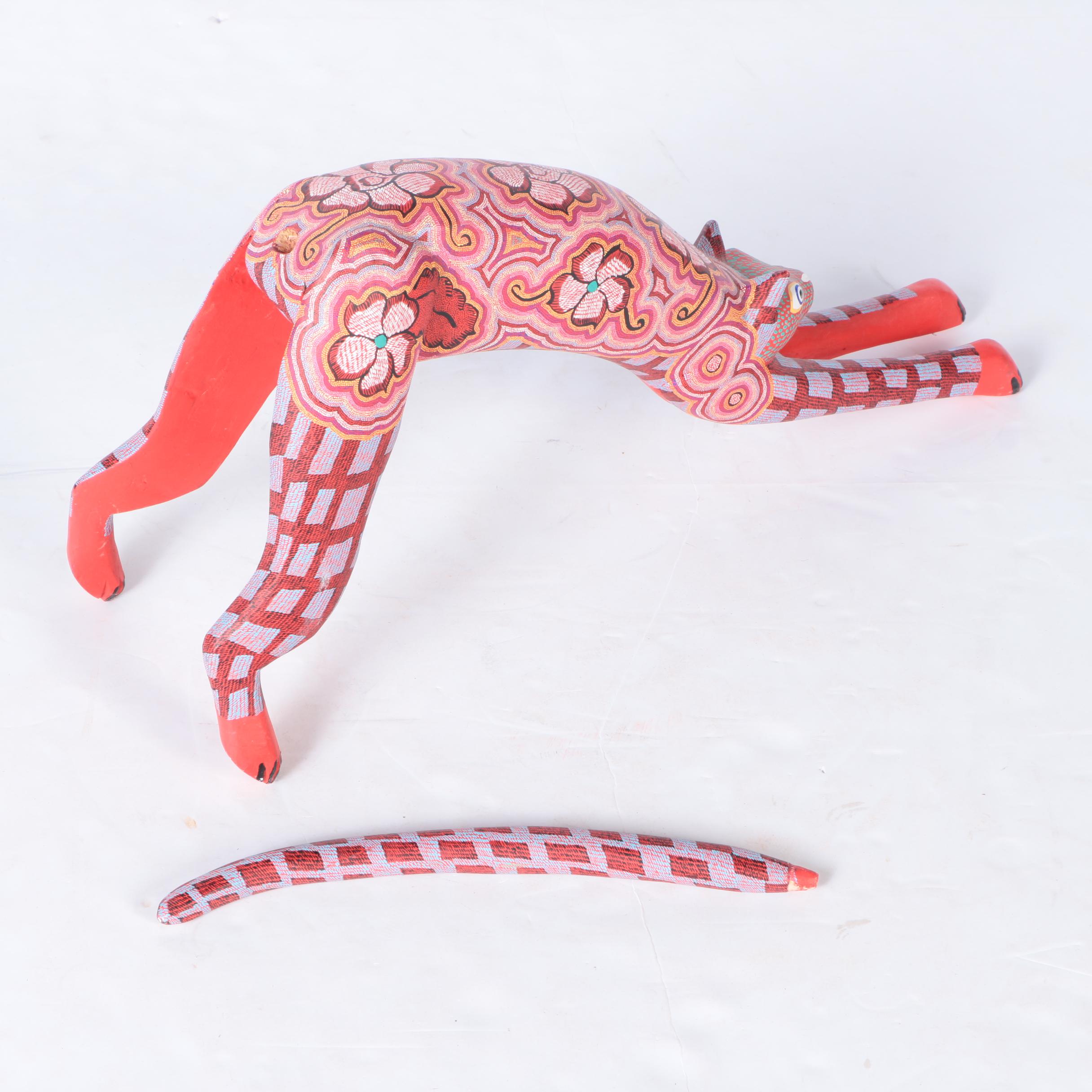 Stylized Wooden Cat Figurine