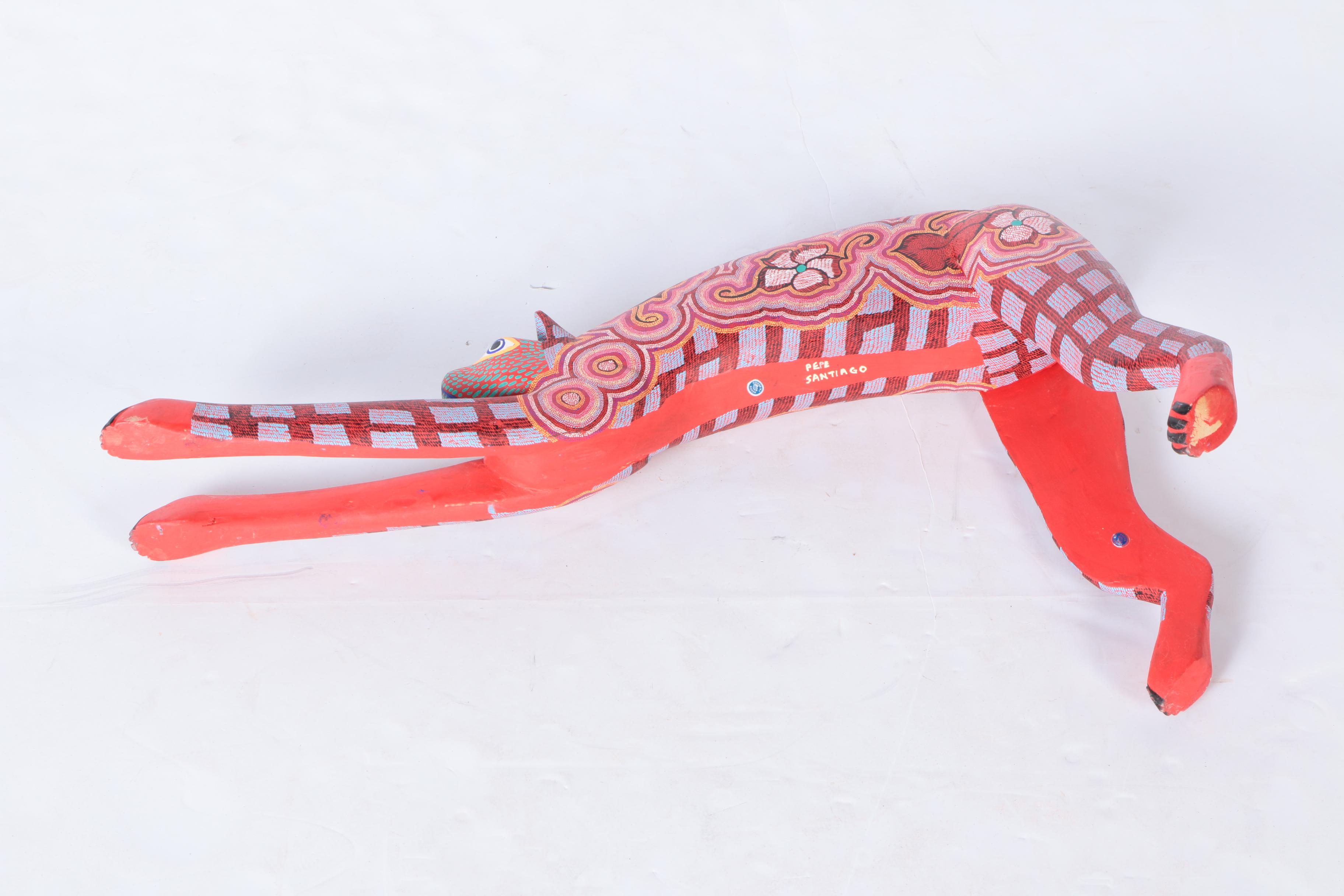 Stylized Wooden Cat Figurine