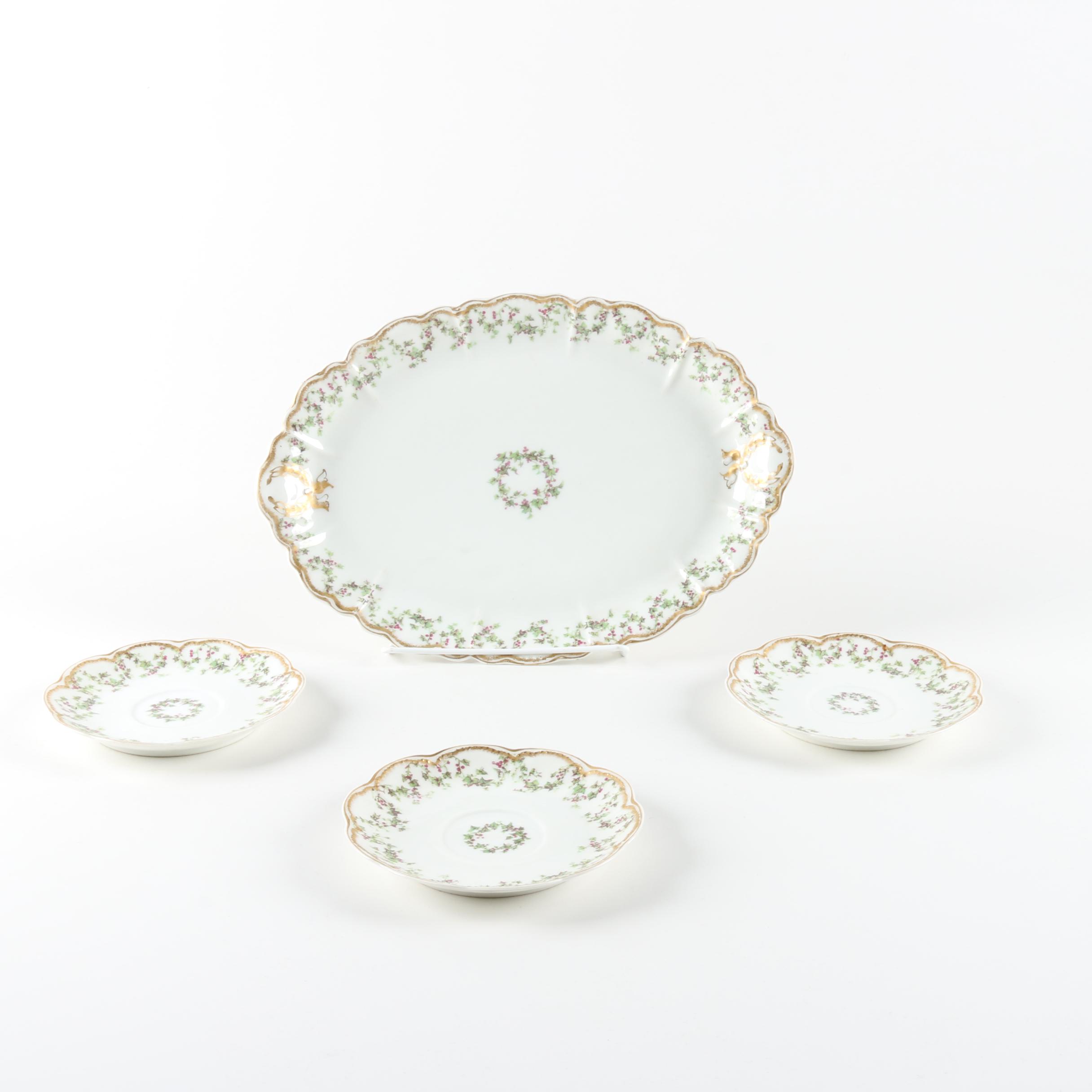 Antique Haviland Limoges Platter and Saucers 1894-1931