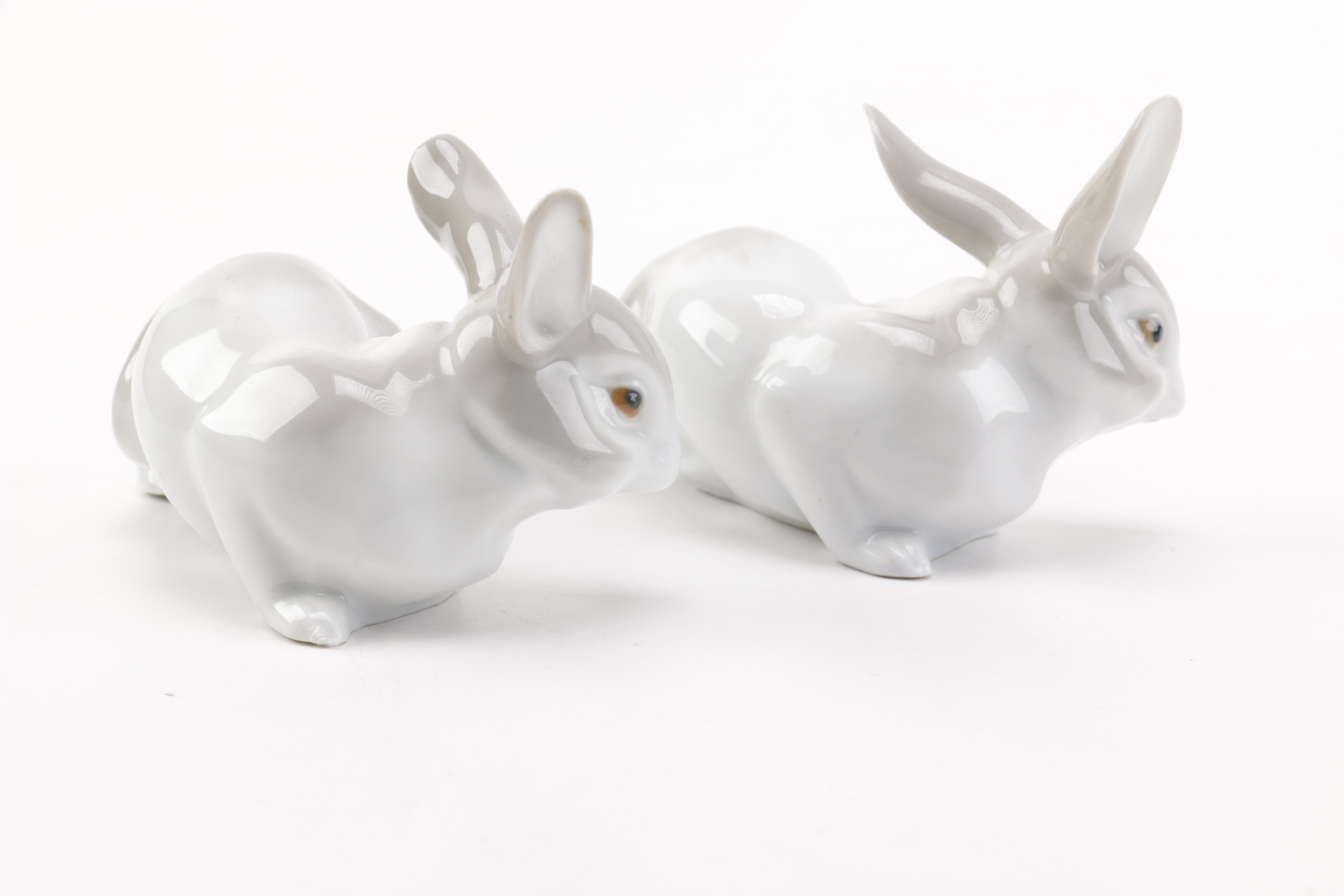 Pair of Ceramic Rabbit Figurines