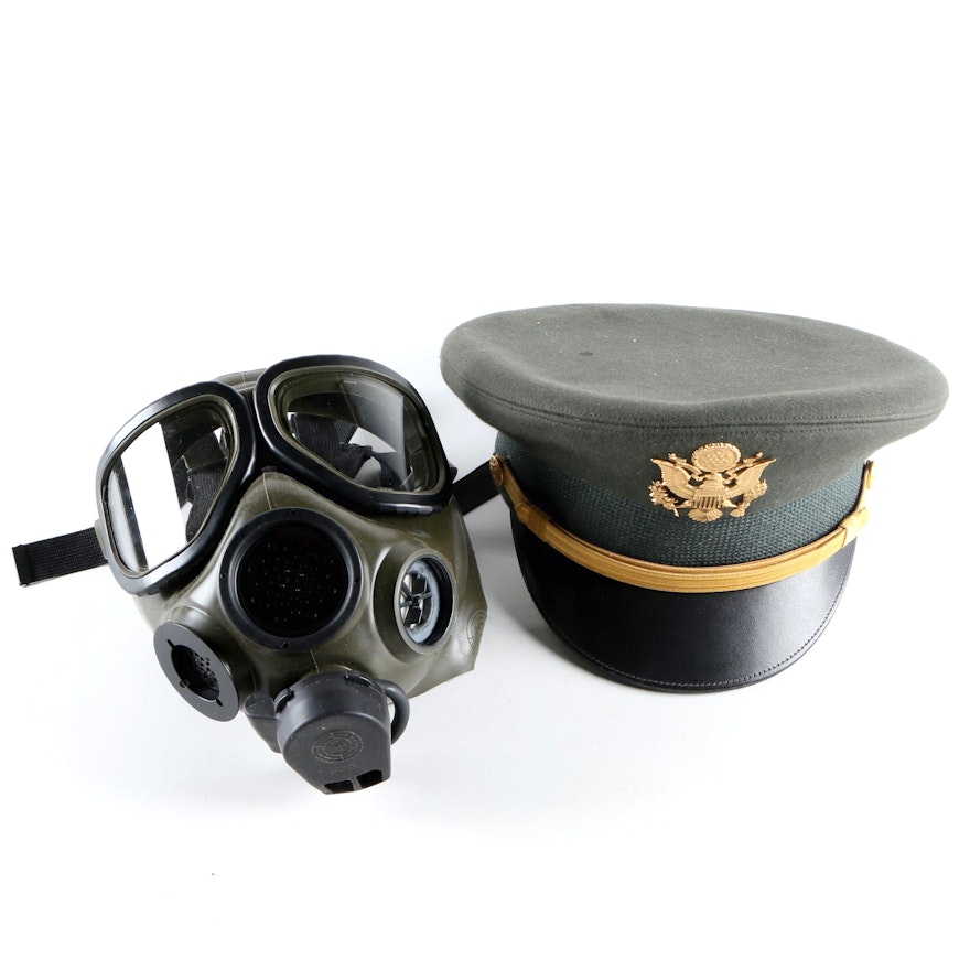 U.S Military Cap And M40 Gas Mask