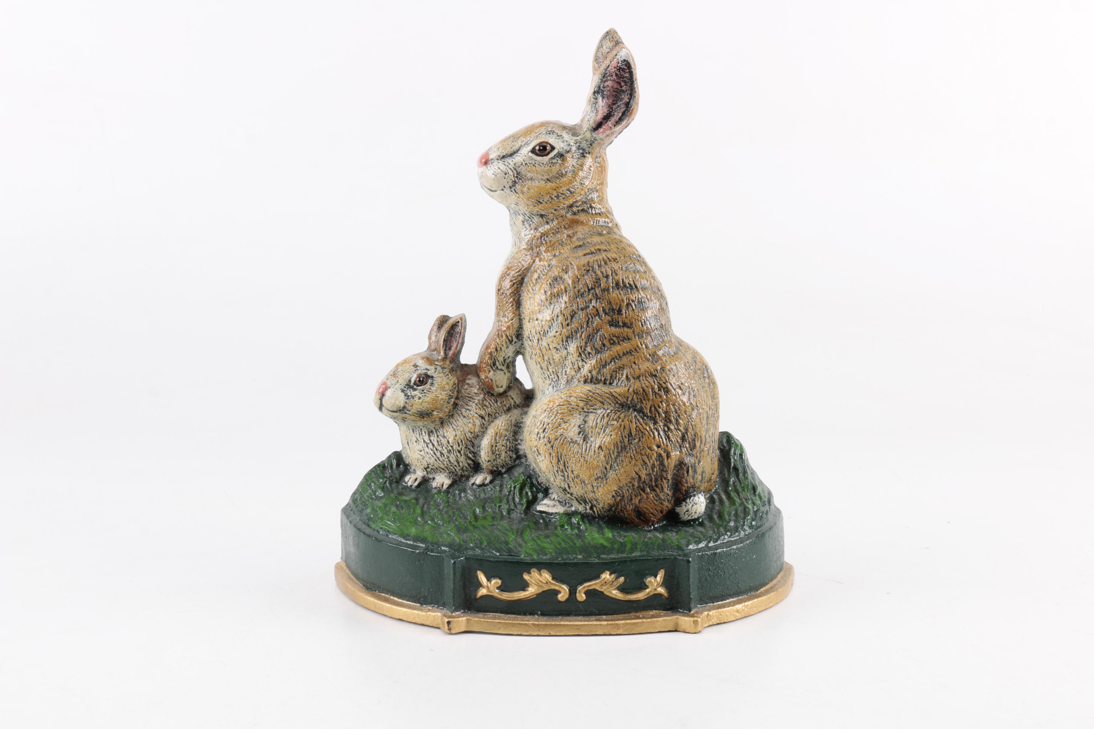 Hand-Painted Metal Rabbit Figurine