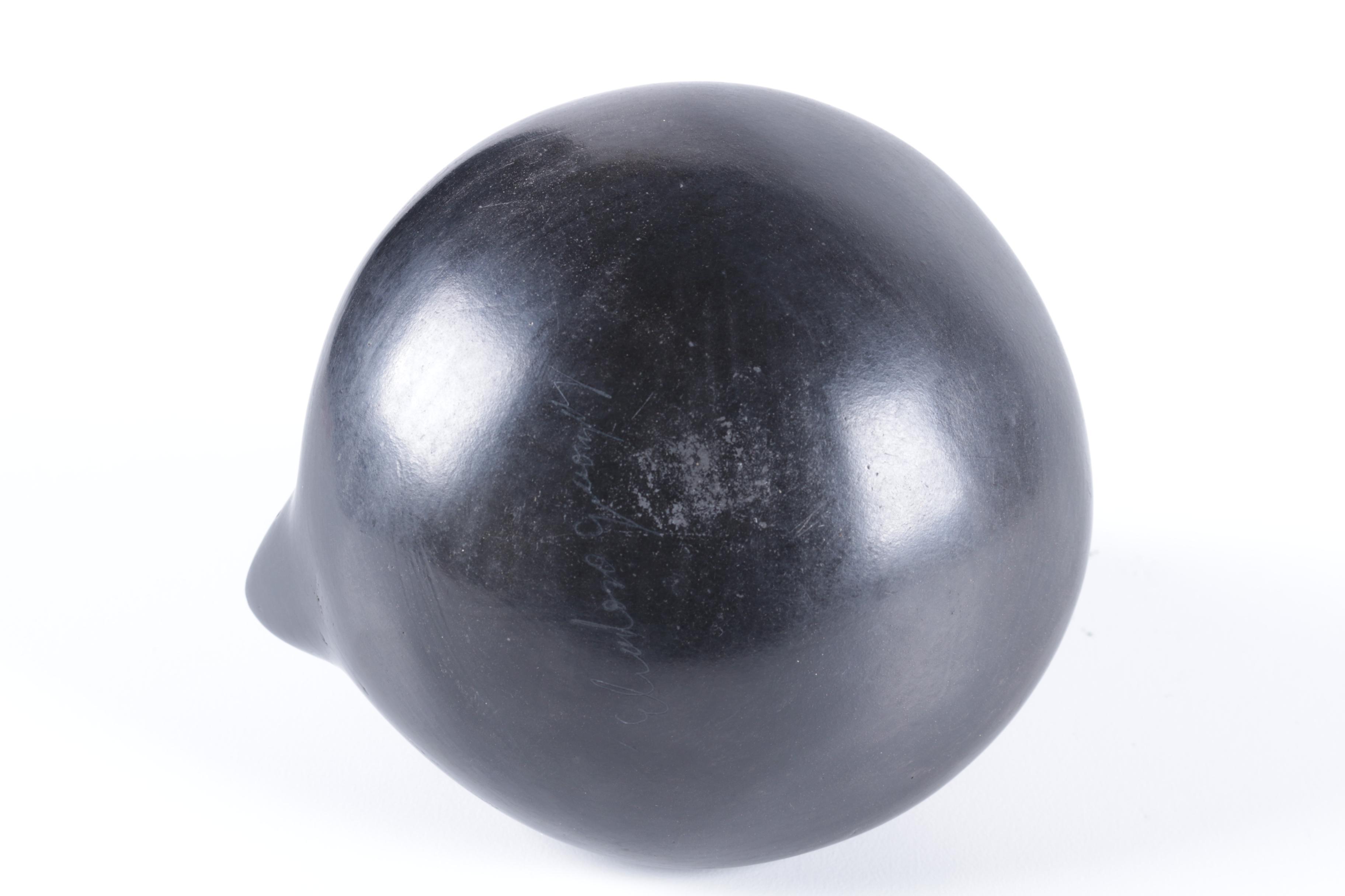 Pueblo Style Black Pottery Owl Vessel