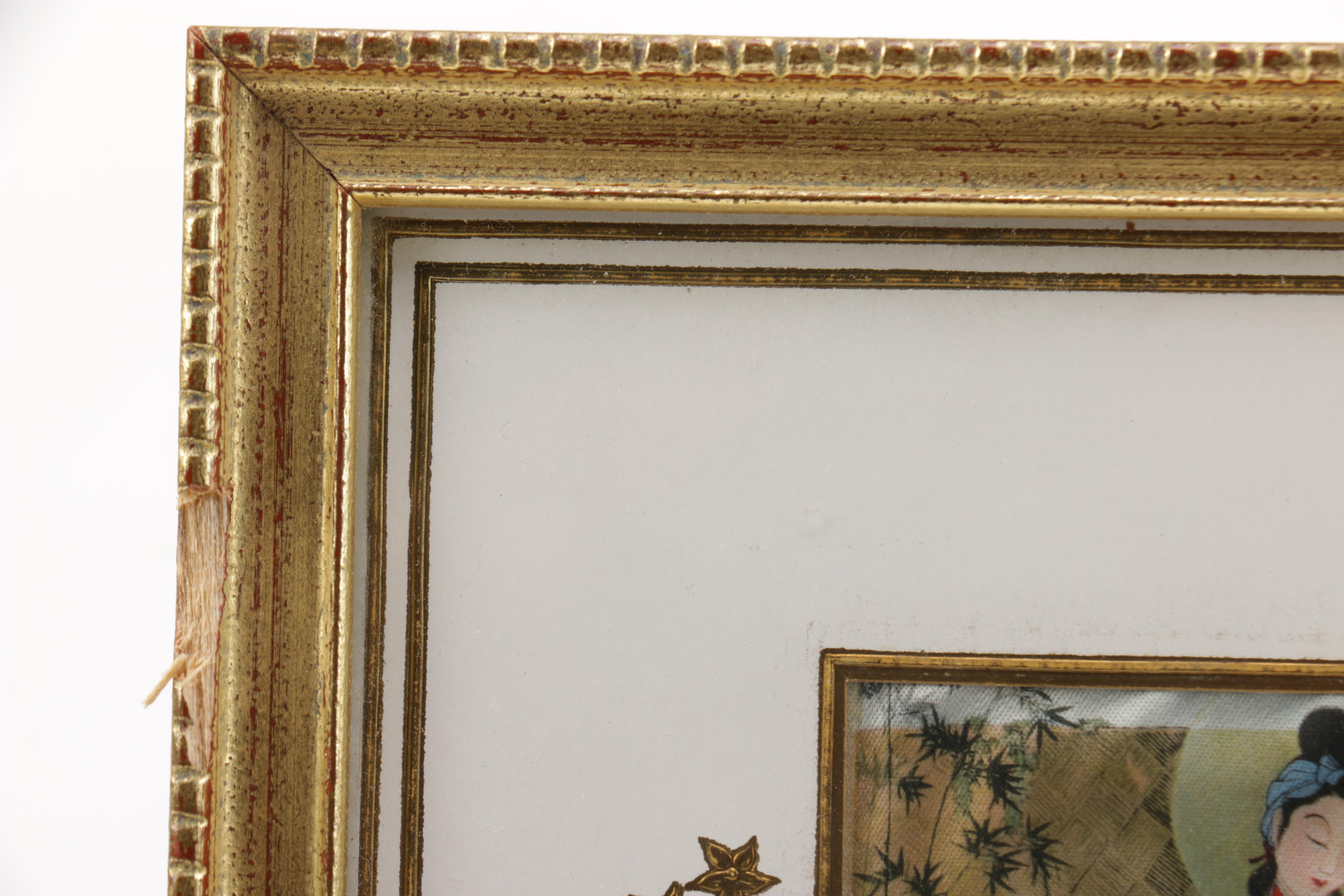 Reproduction Silk Painting by Lu-Hung-Nien after "Madonna of the Doves"