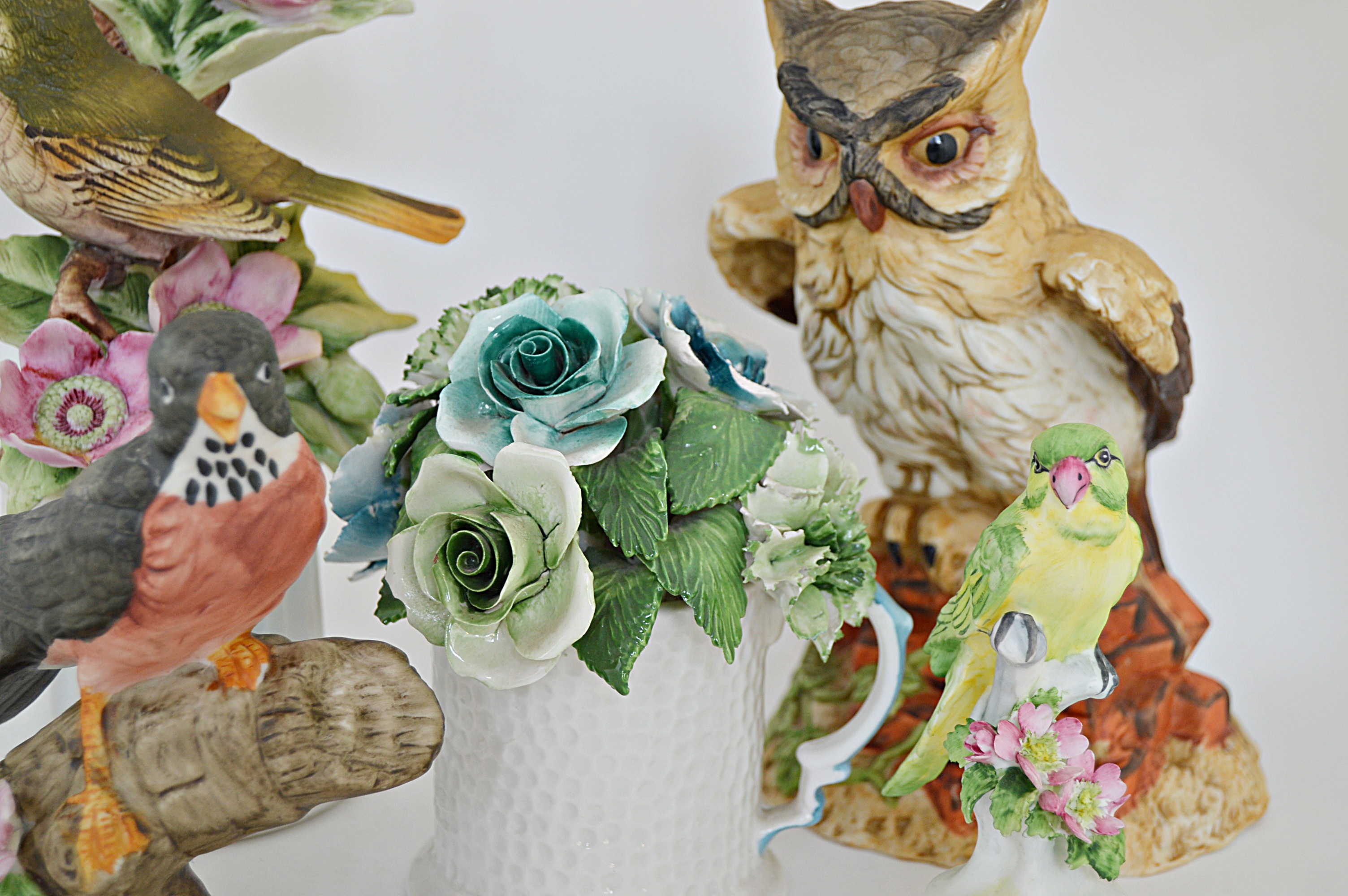 Vintage Bird and Floral Porcelain and Bone China Figurines