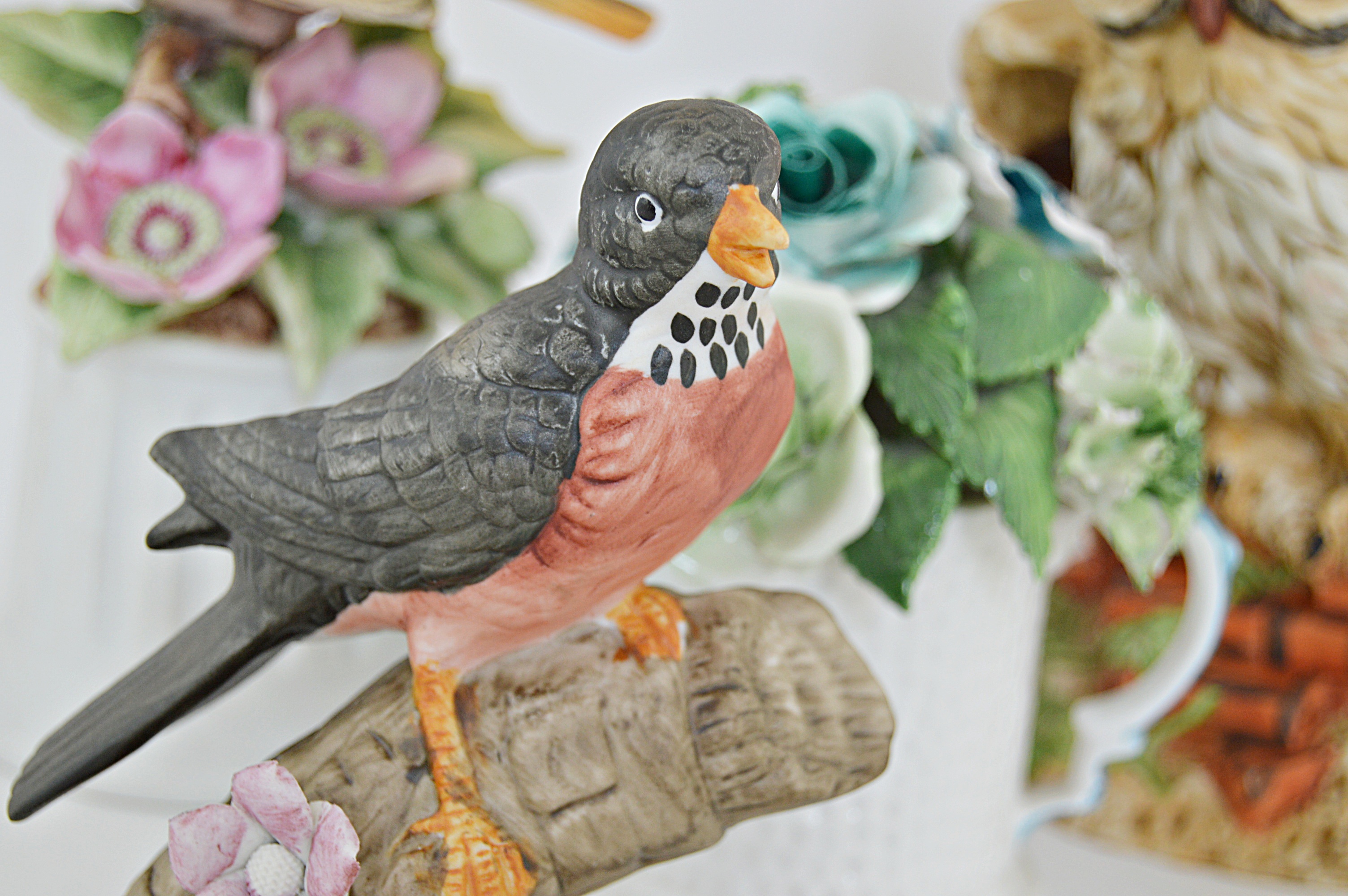 Vintage Bird and Floral Porcelain and Bone China Figurines