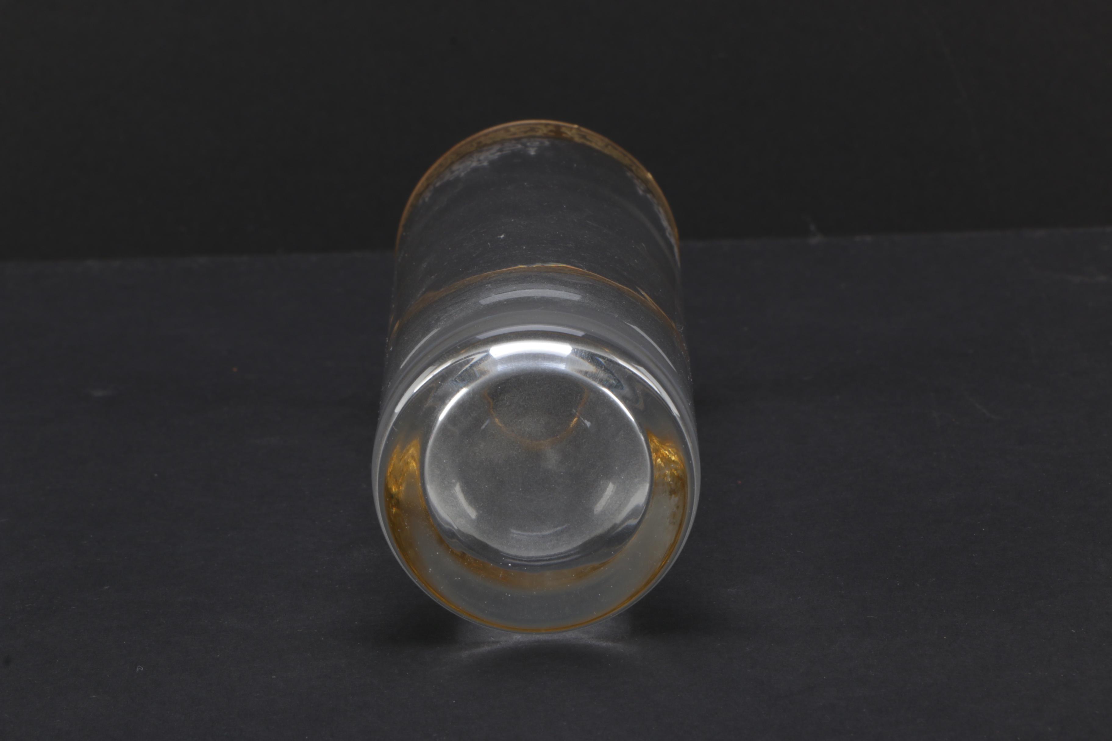 Vintage Glass Tumblers with Gold Tone Trim