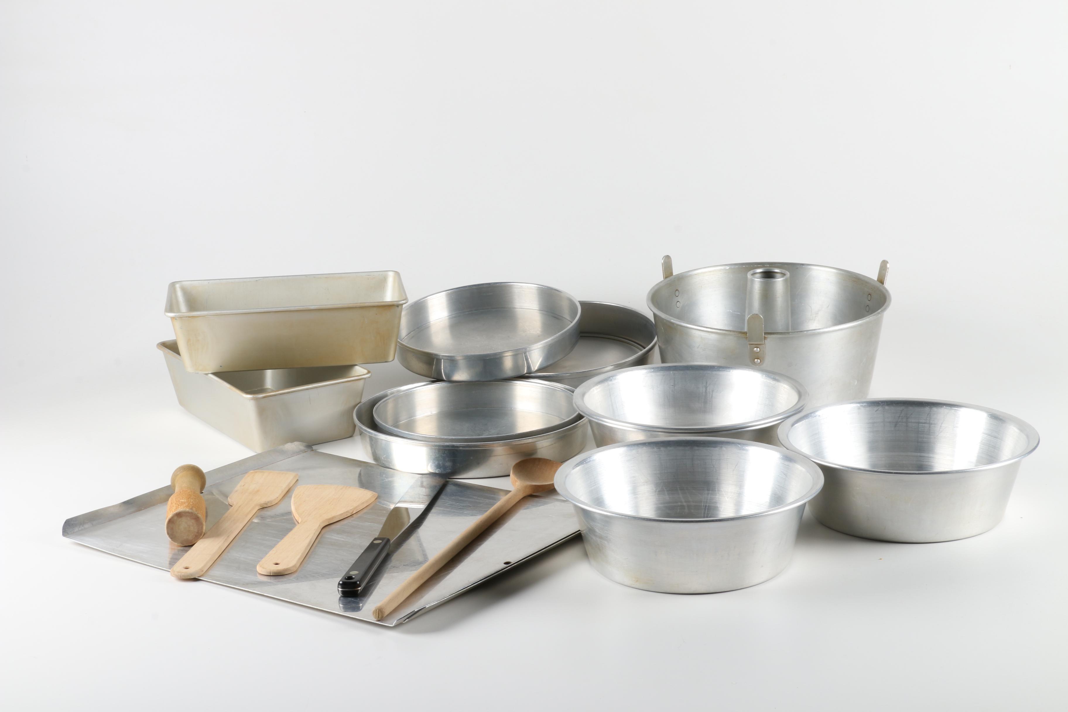 Aluminum Baking Pans and Wooden Utensils