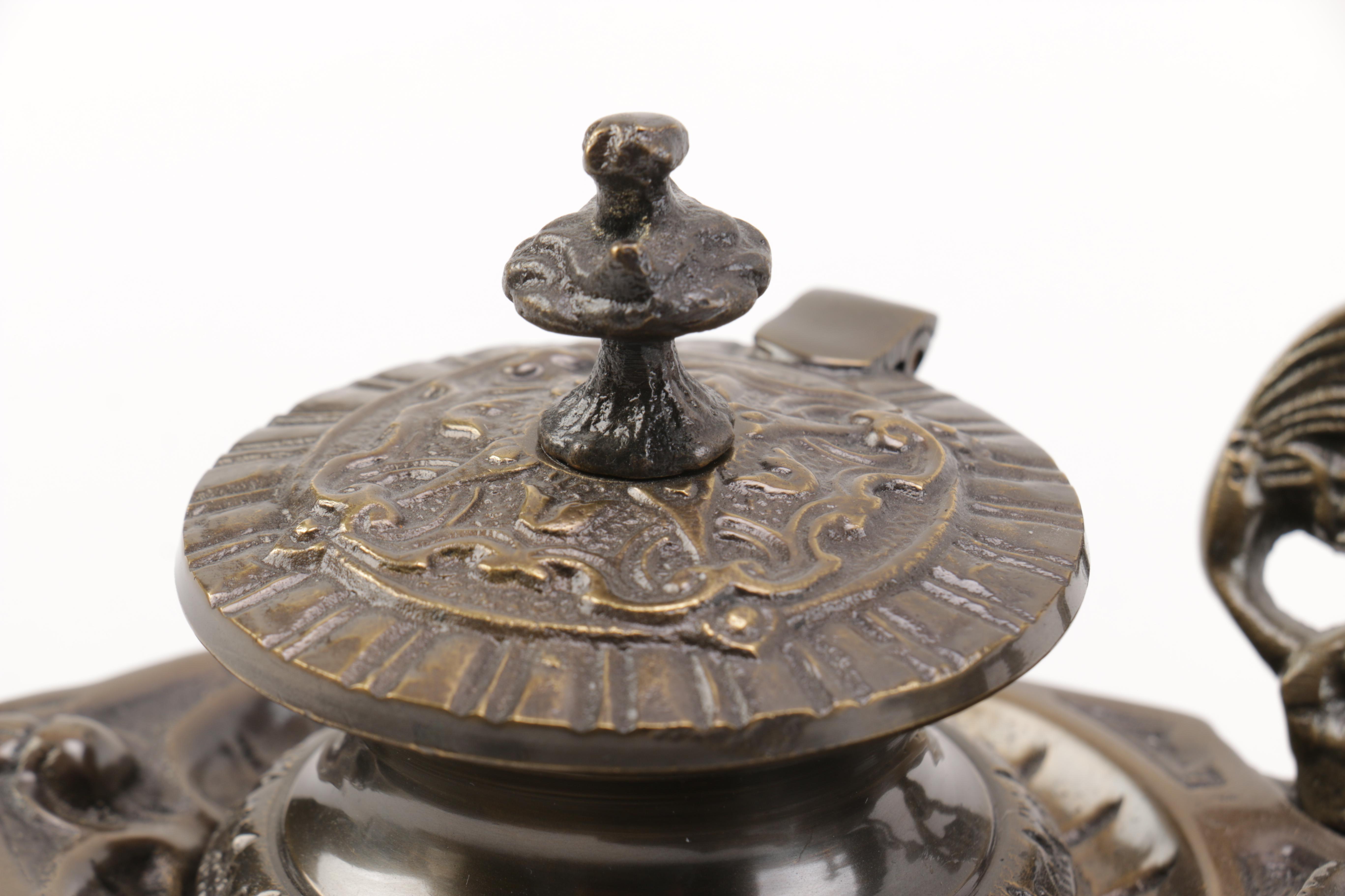 Bronze Tone Double Inkstand