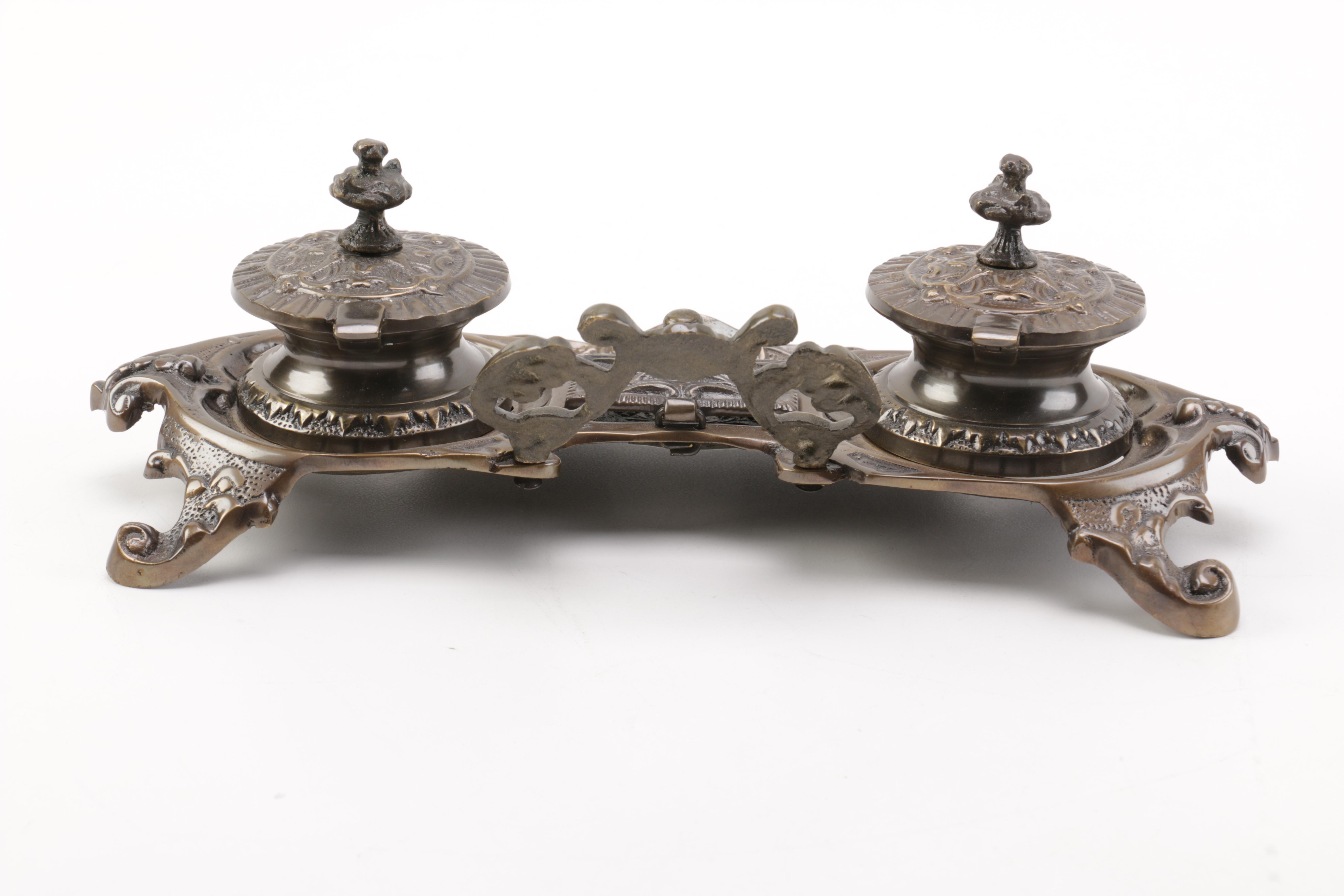 Bronze Tone Double Inkstand