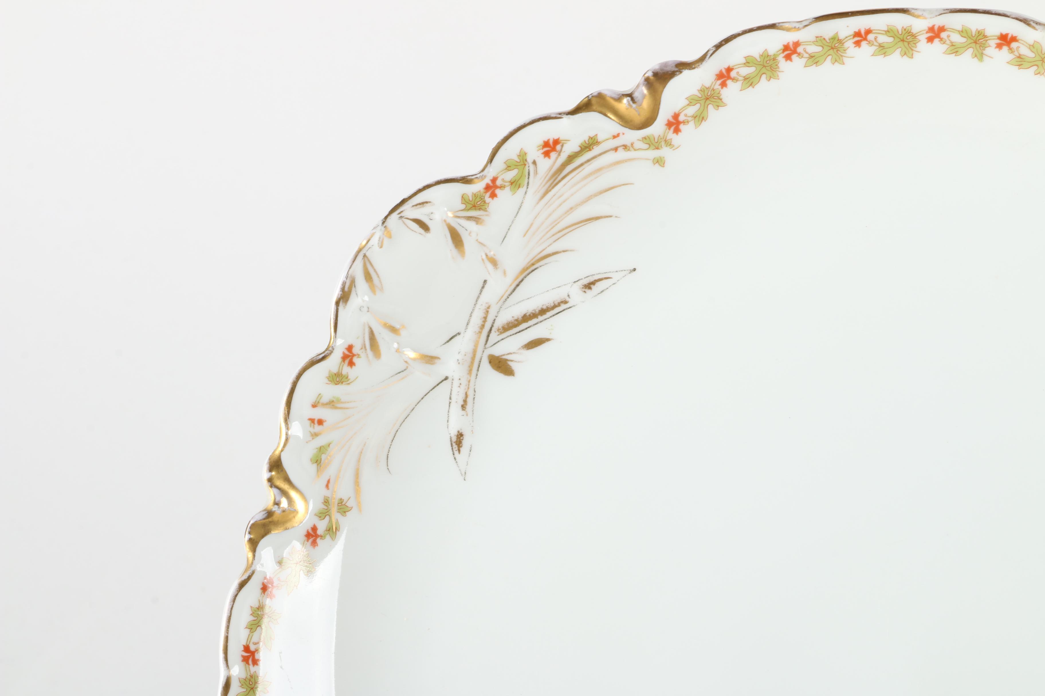 Haviland France Limoges "Red Flowers and Green Leaves" Porcelain Tableware