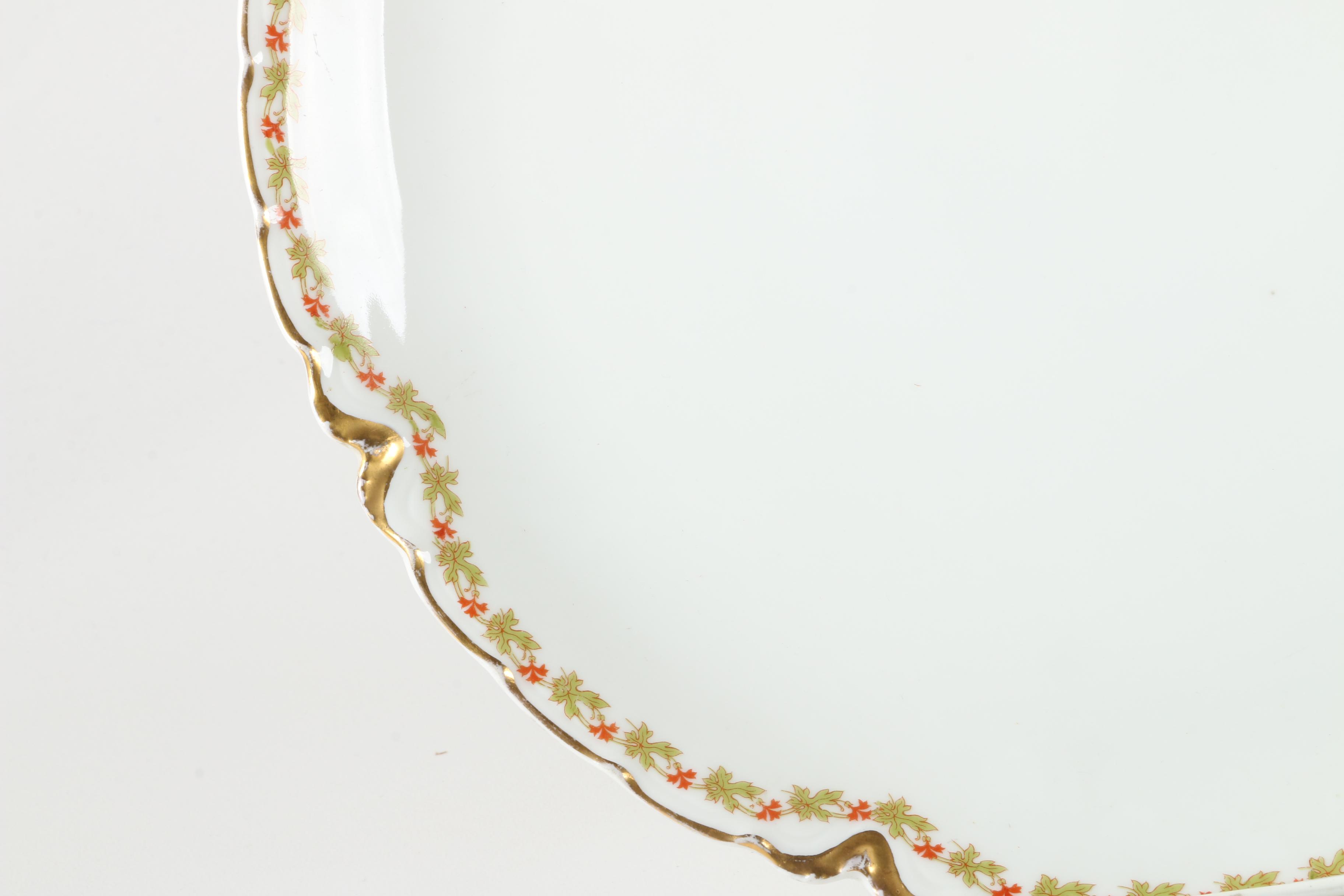 Haviland France Limoges "Red Flowers and Green Leaves" Porcelain Tableware