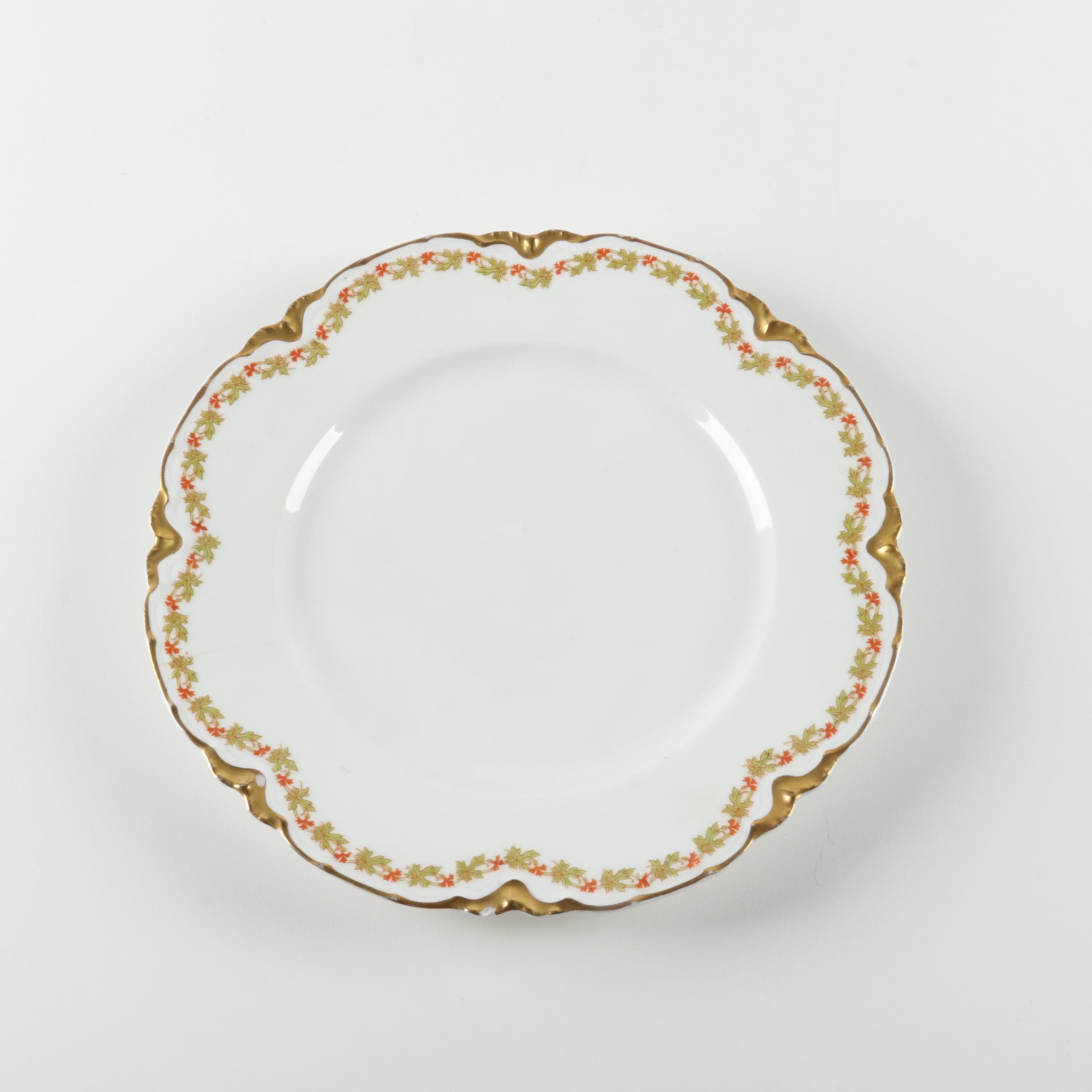 Haviland France Limoges "Red Flowers and Green Leaves" Porcelain Tableware