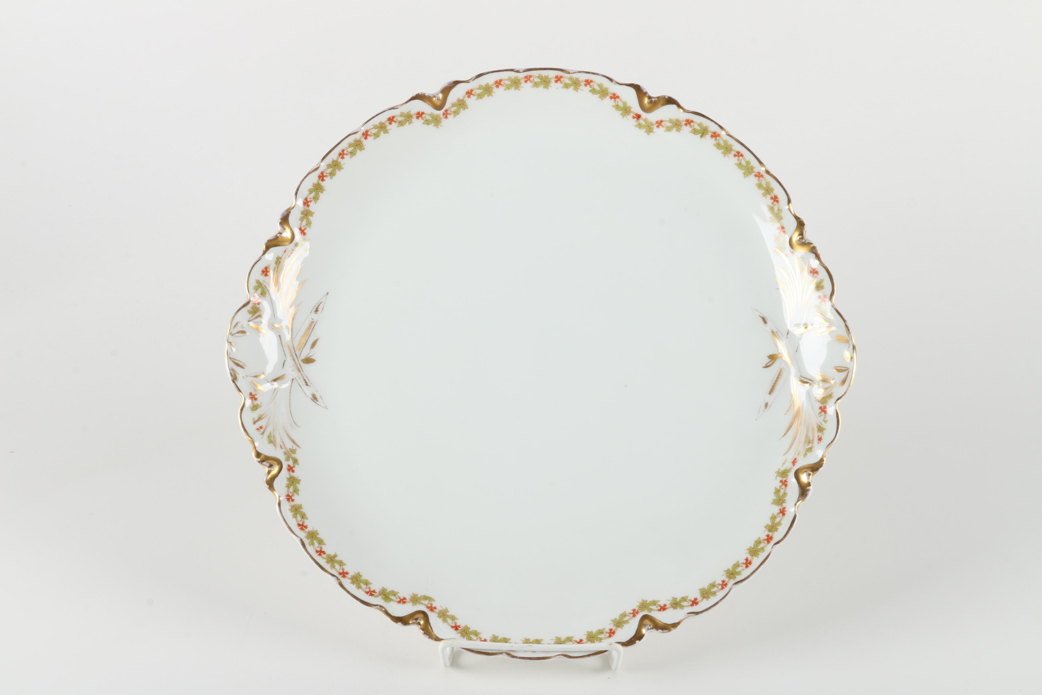 Haviland France Limoges "Red Flowers and Green Leaves" Porcelain Tableware