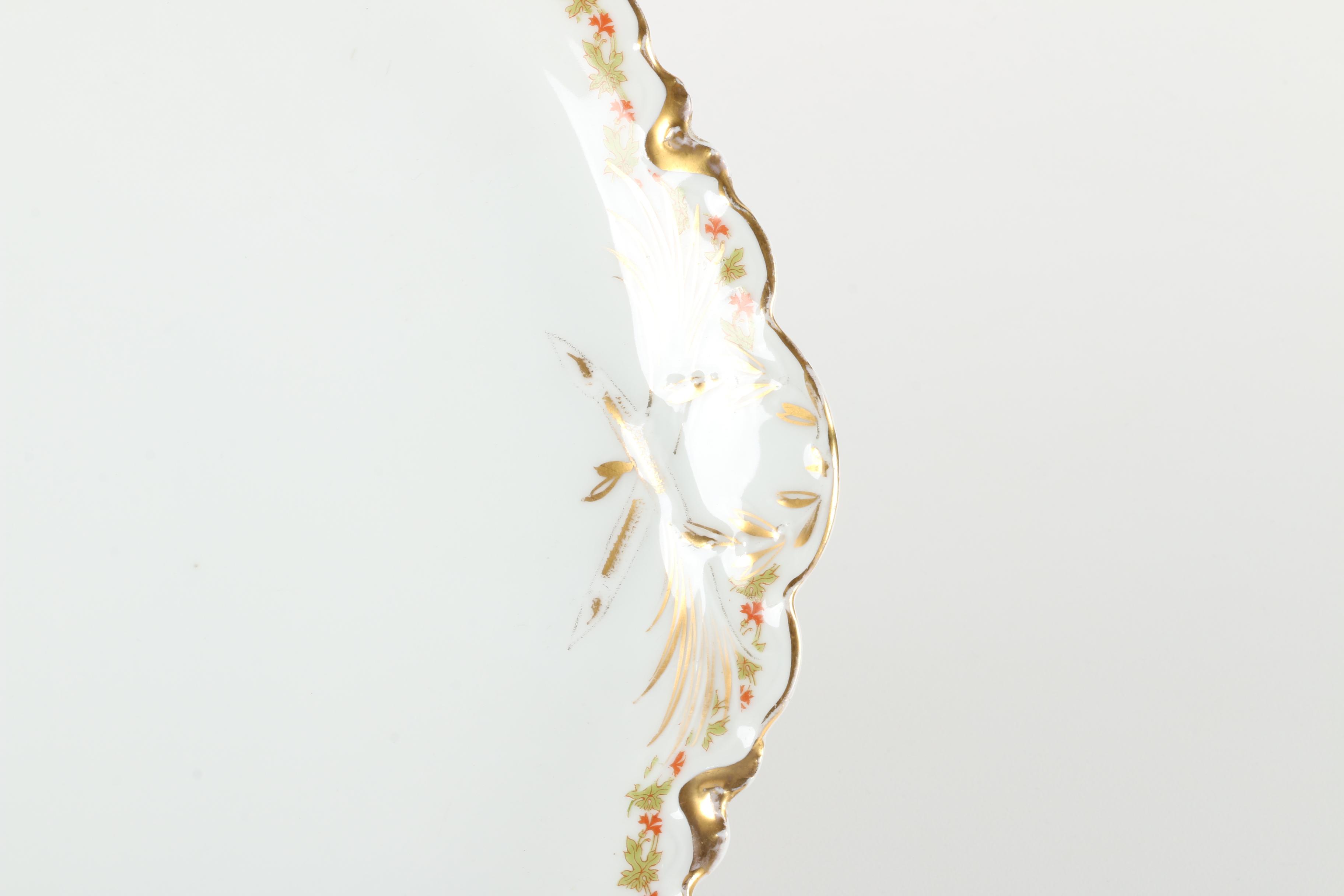 Haviland France Limoges "Red Flowers and Green Leaves" Porcelain Tableware