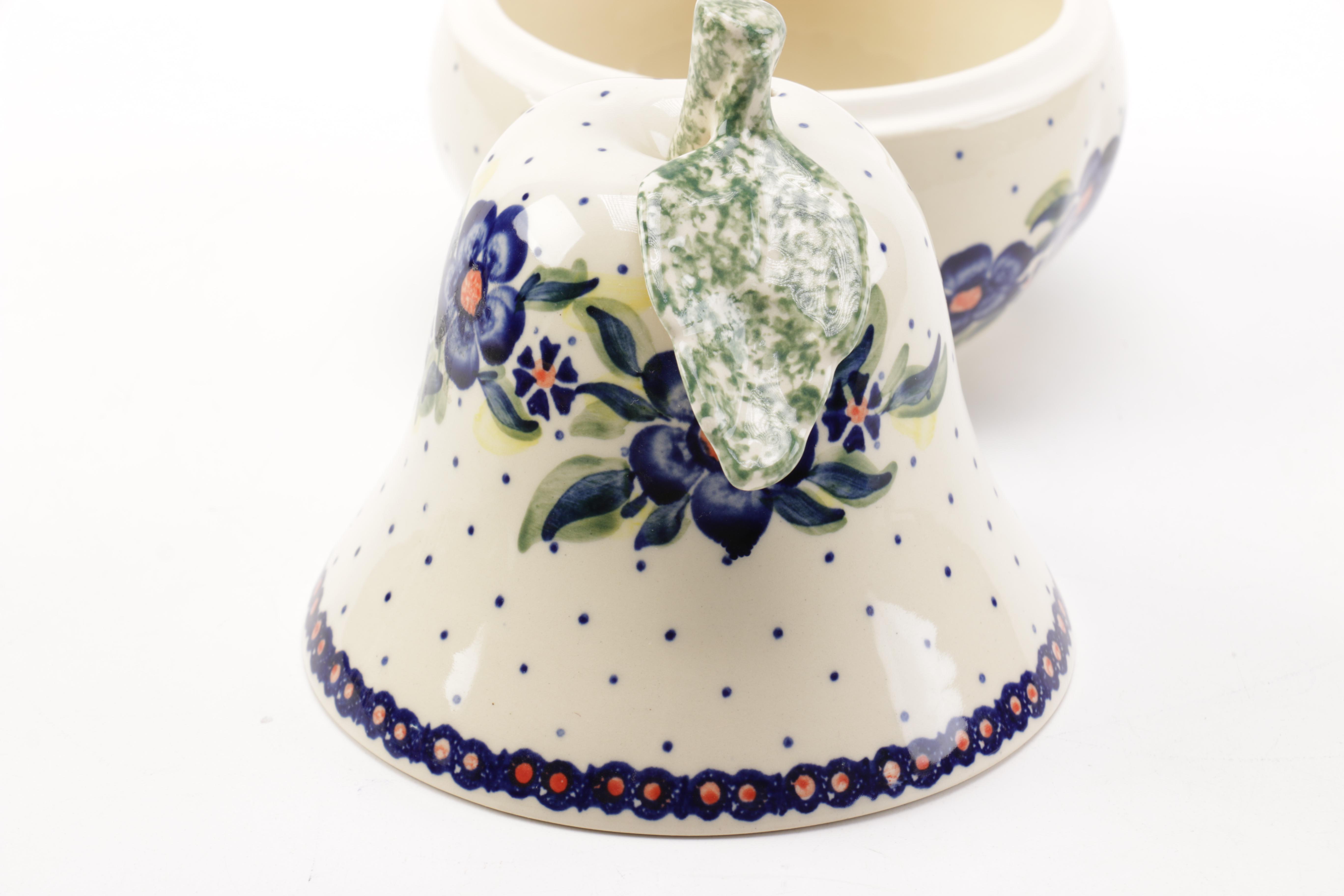 Hand Painted Polish Pottery Pear Shaped Dish