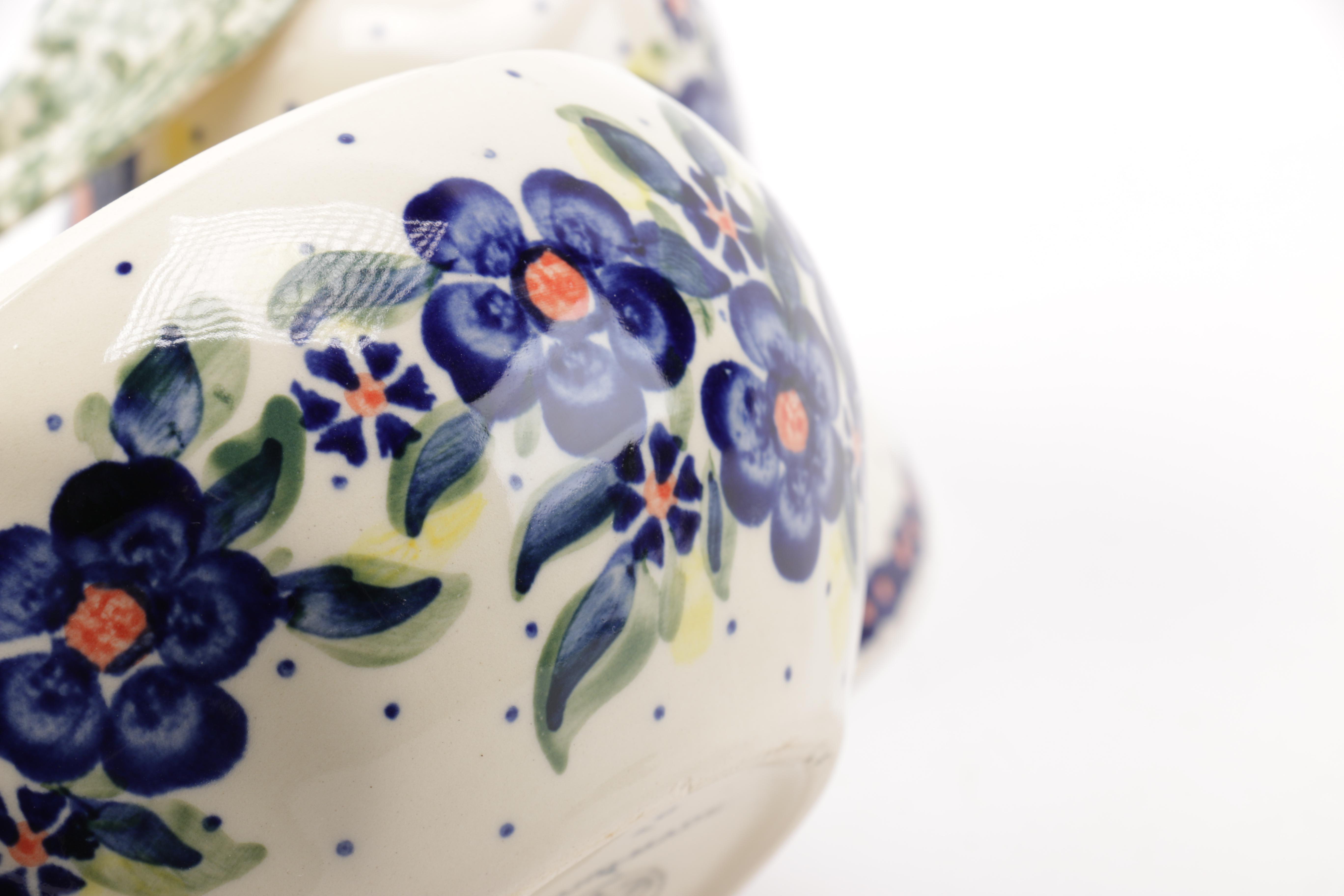 Hand Painted Polish Pottery Pear Shaped Dish