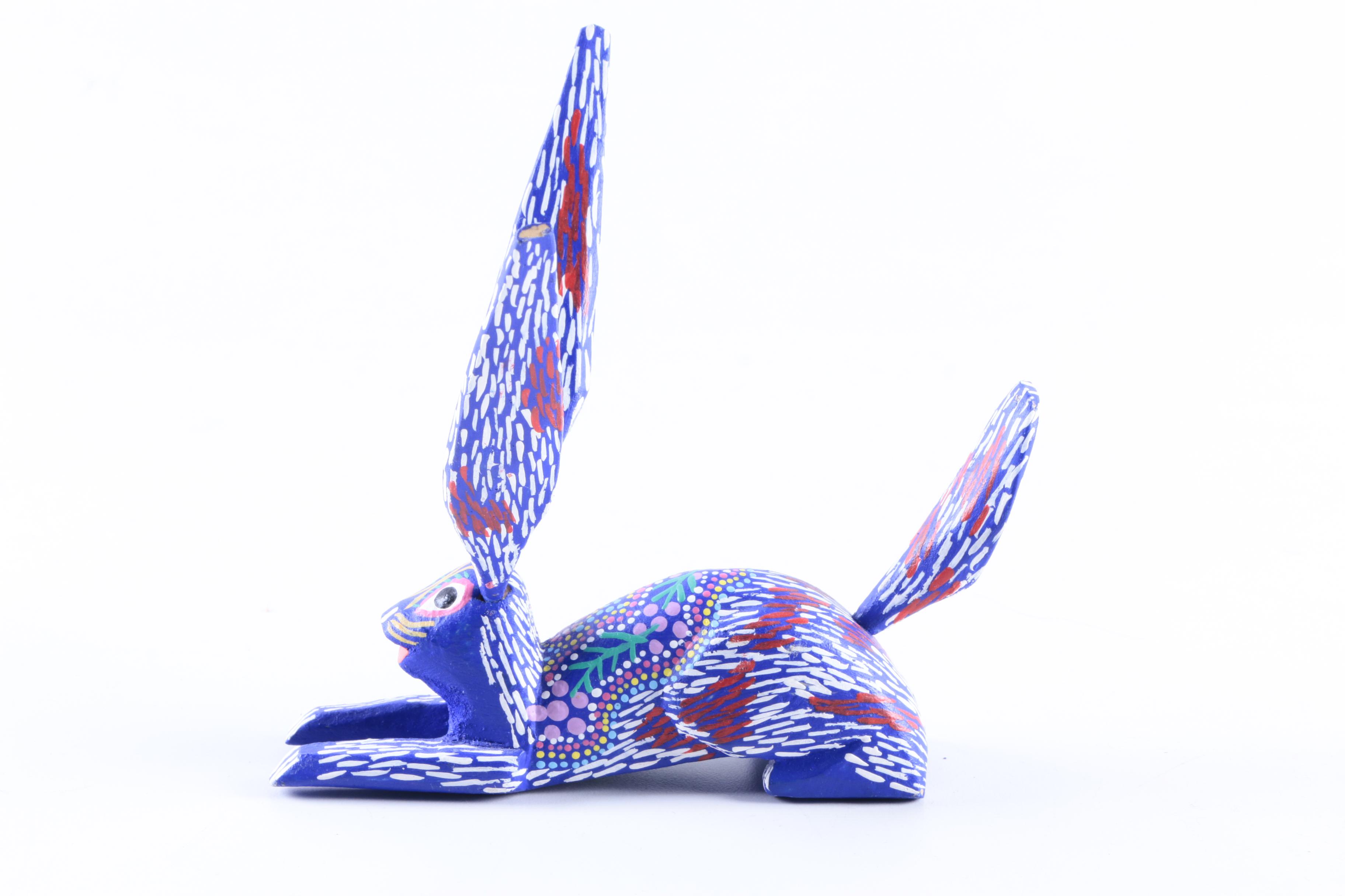 Wood Carved Stylized Rabbit Figurine