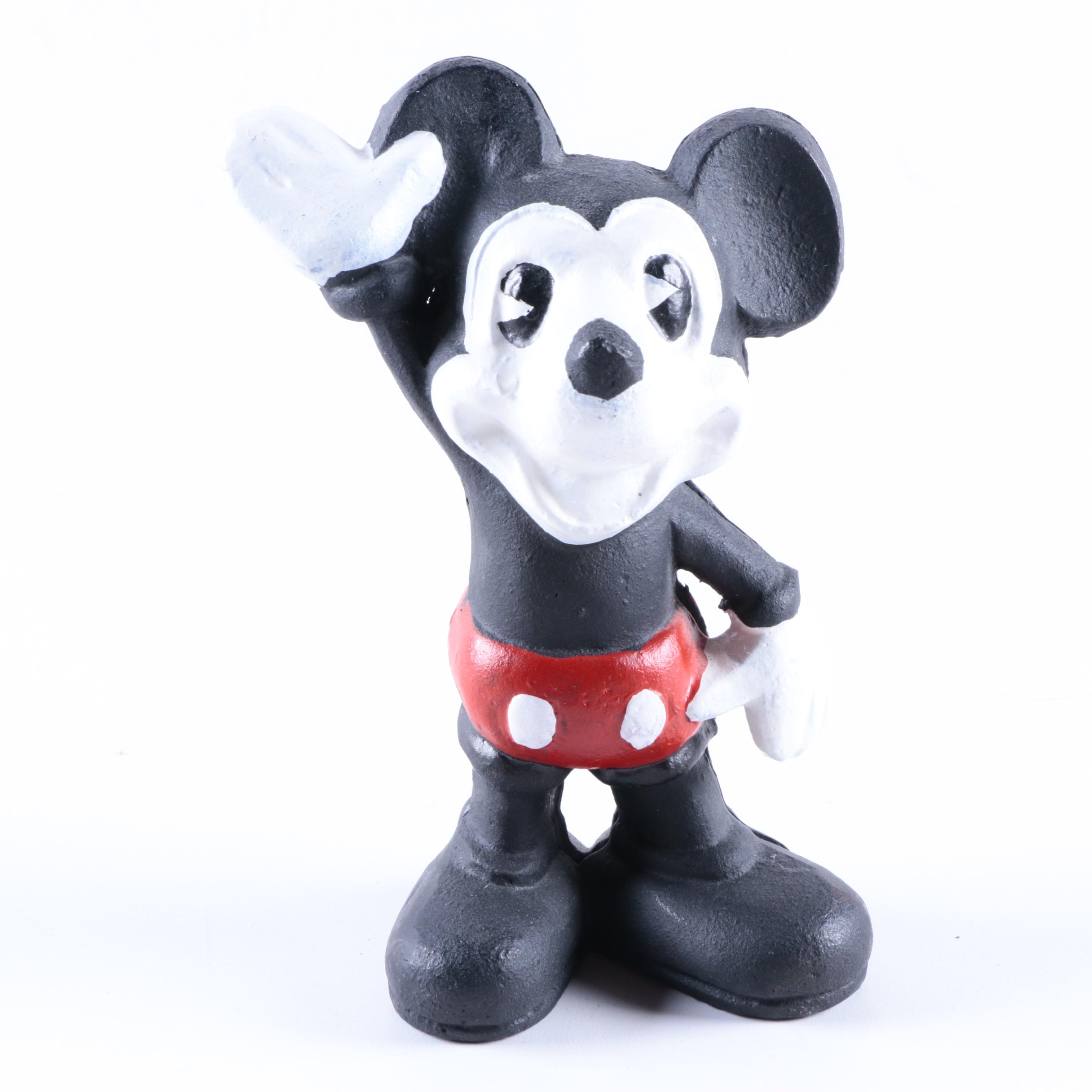 Vintage Painted Cast Metal Mickey Mouse Bank