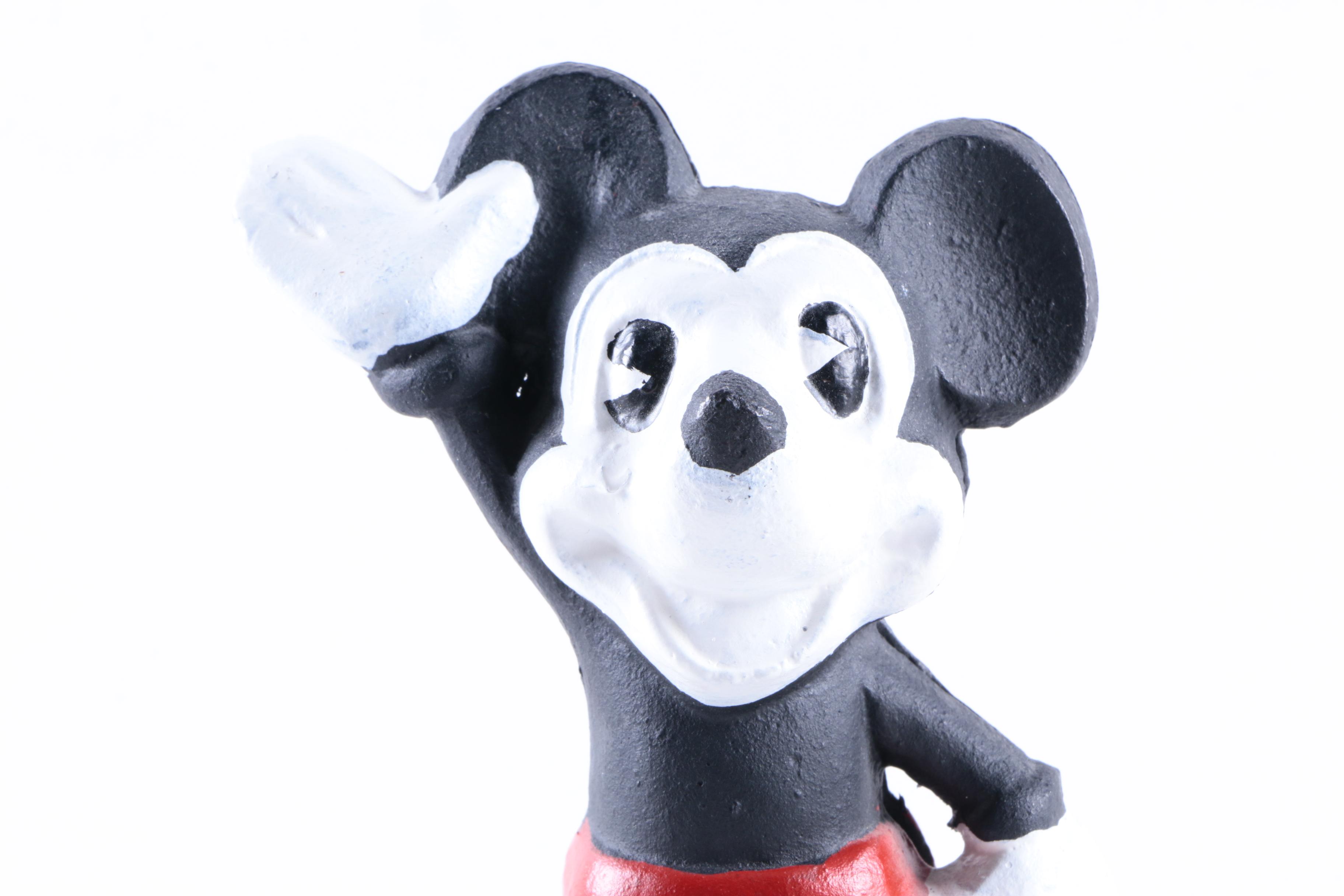 Vintage Painted Cast Metal Mickey Mouse Bank
