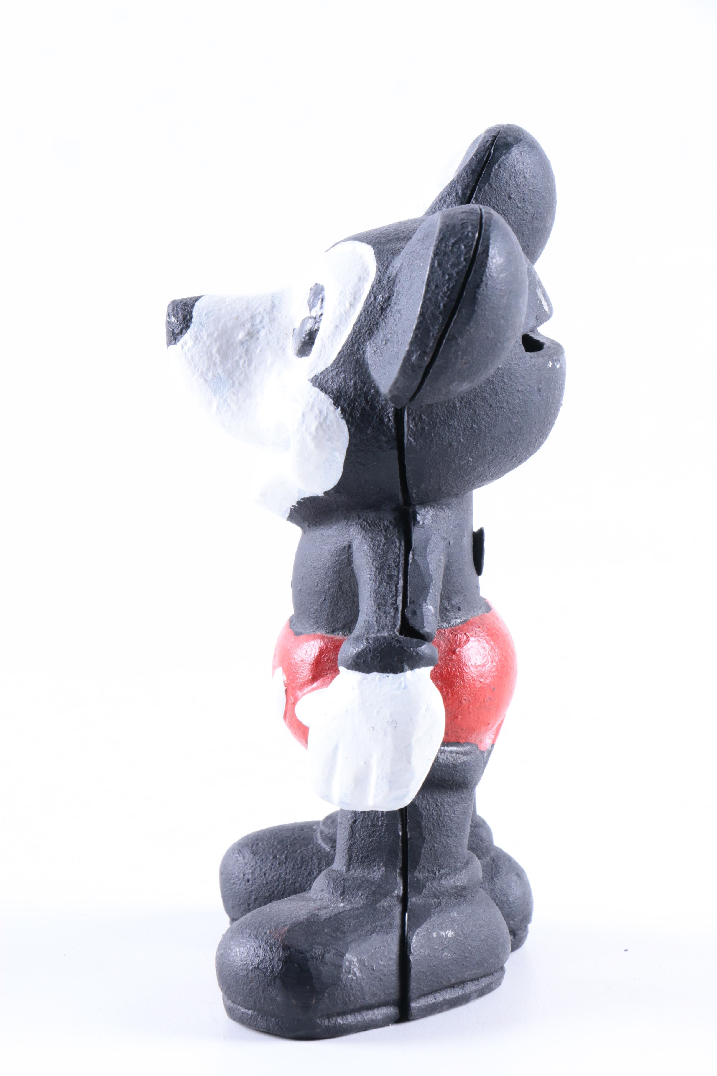 Vintage Painted Cast Metal Mickey Mouse Bank