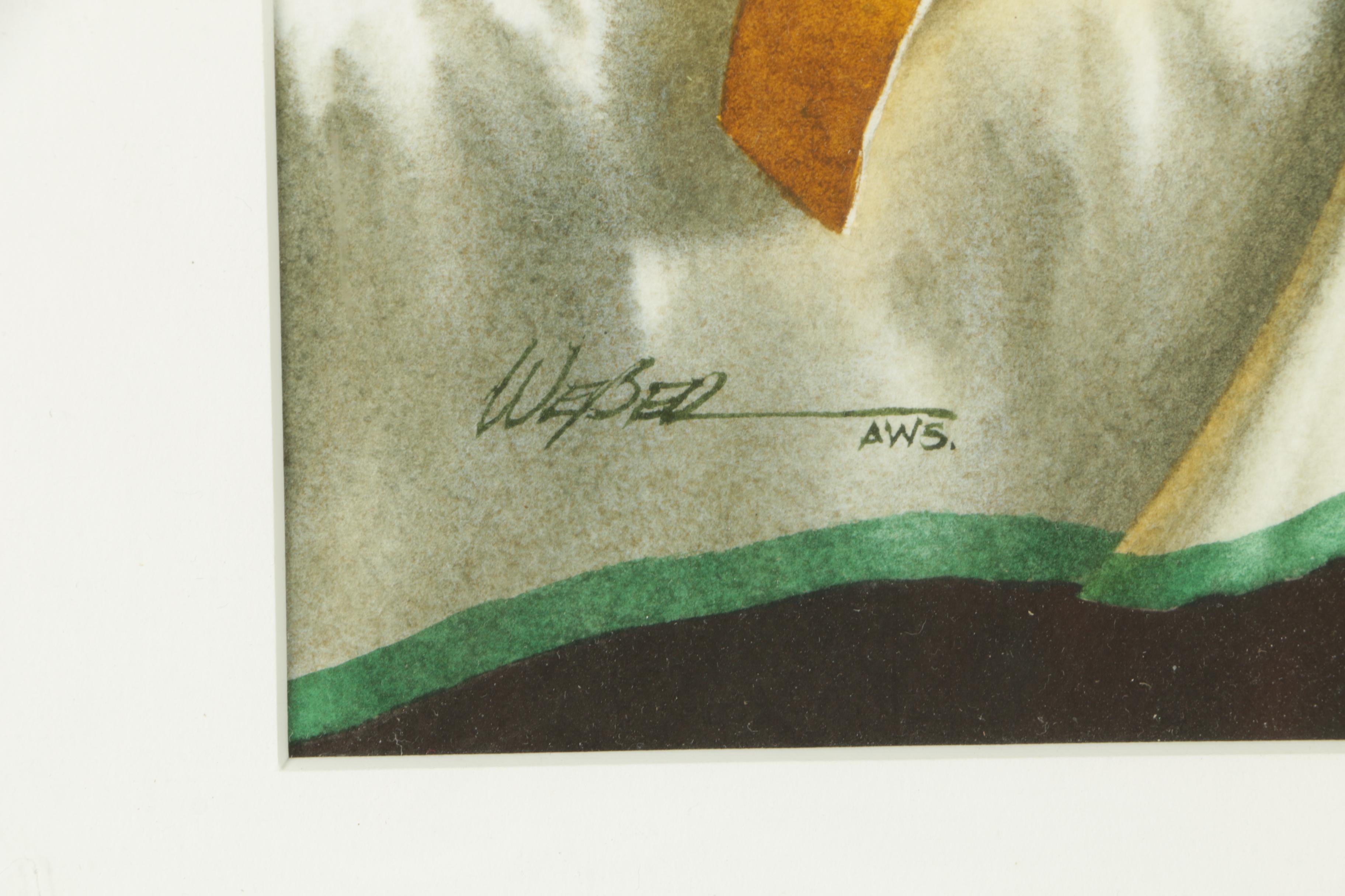 Michael Weber Watercolor Painting on Paper "Tea in the Afternoon"