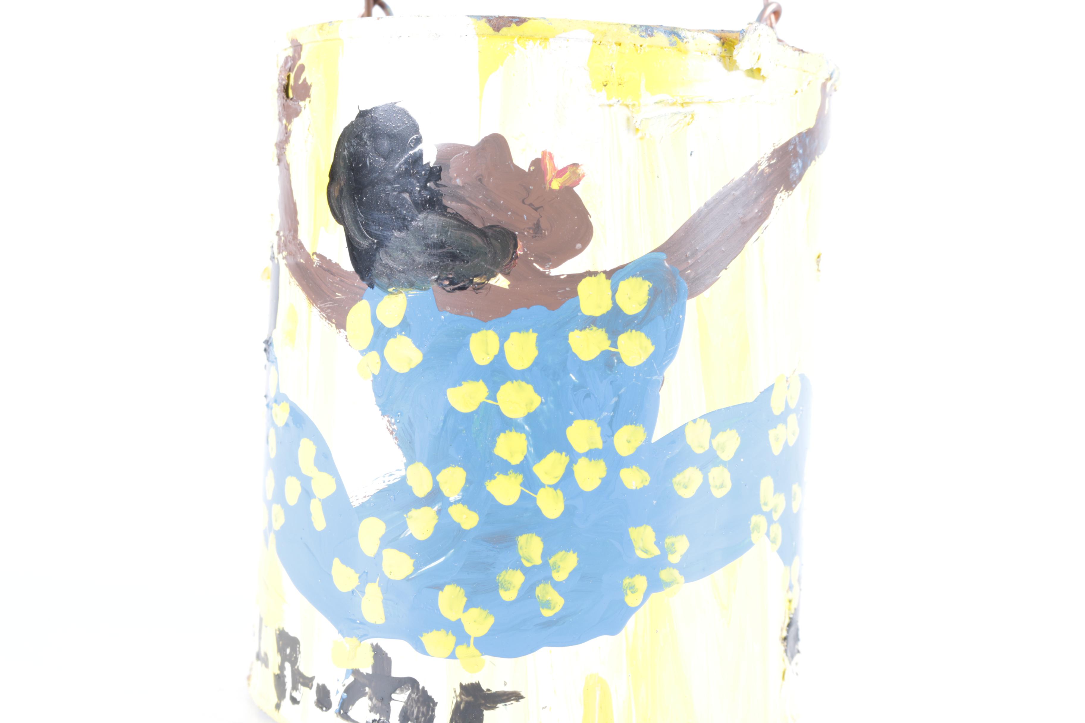 Missionary Mary Proctor Signed Original Mixed Media Folk Art Painted Metal Can