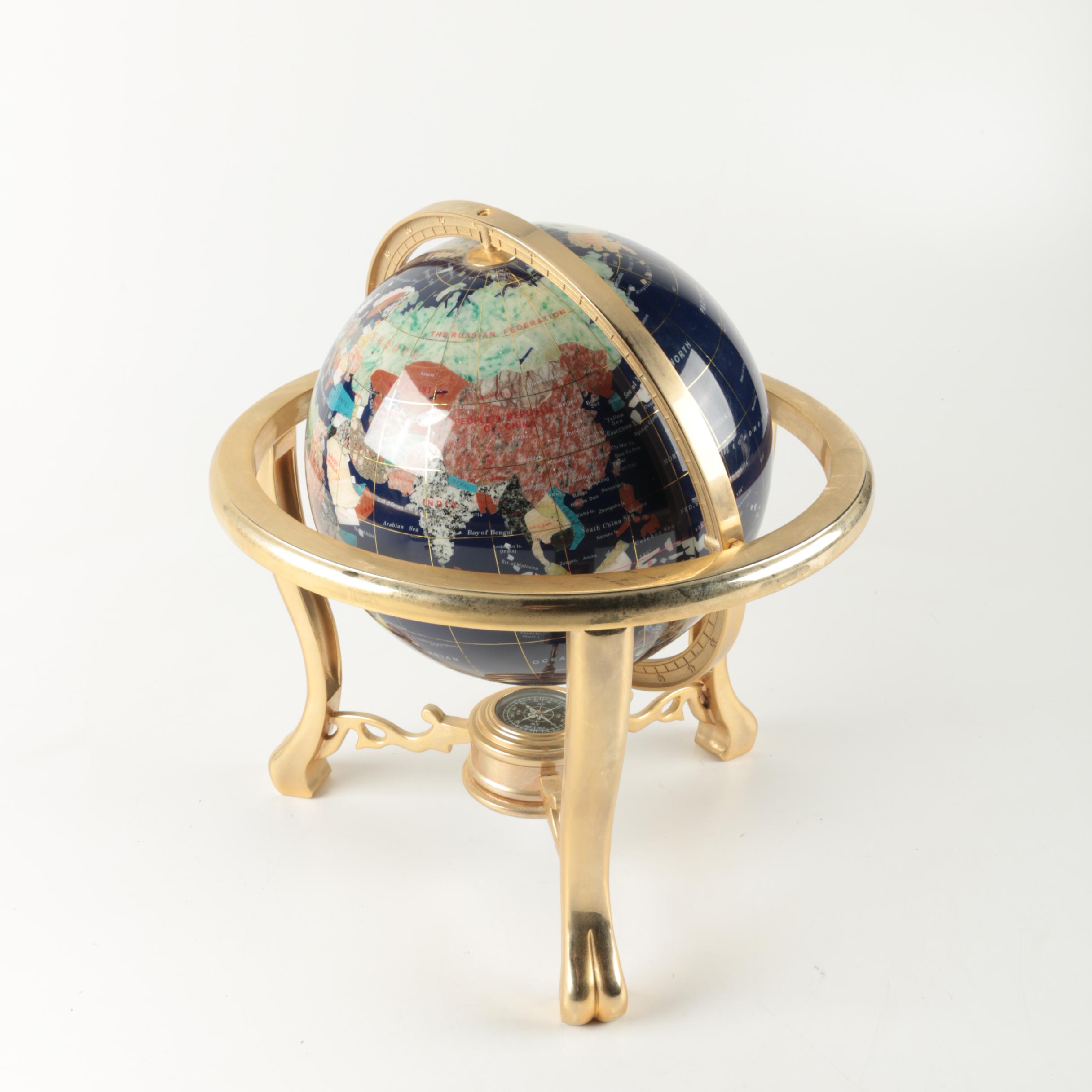 Inlaid Stone Globe