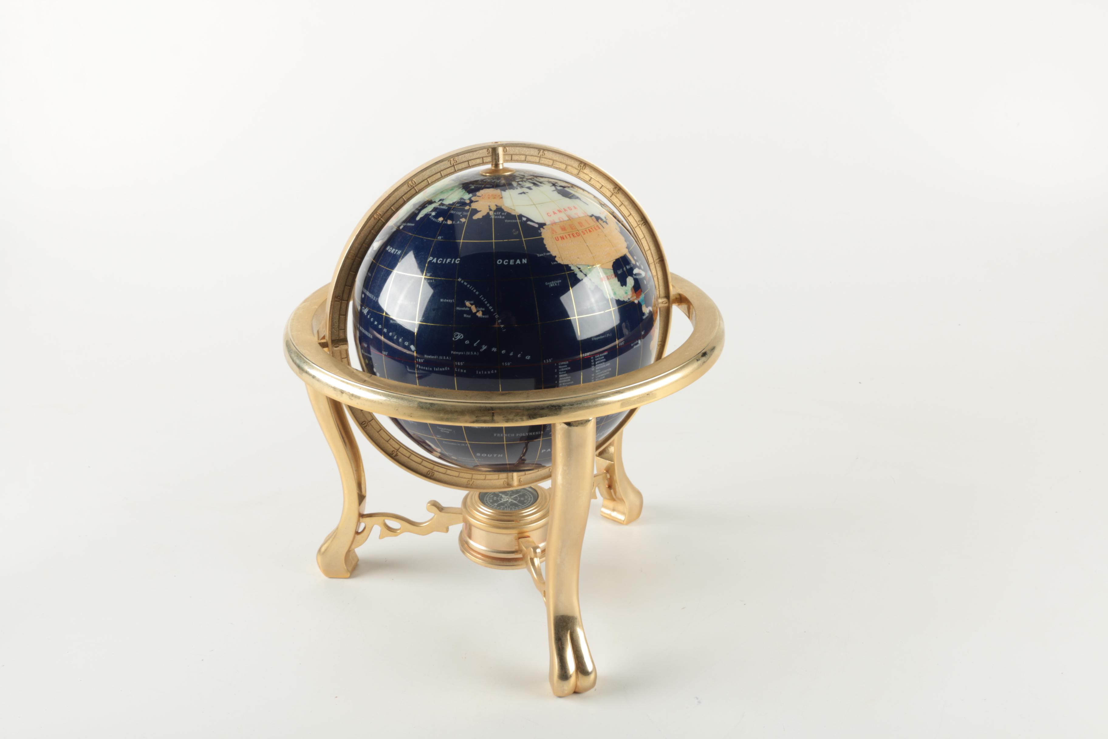 Inlaid Stone Globe