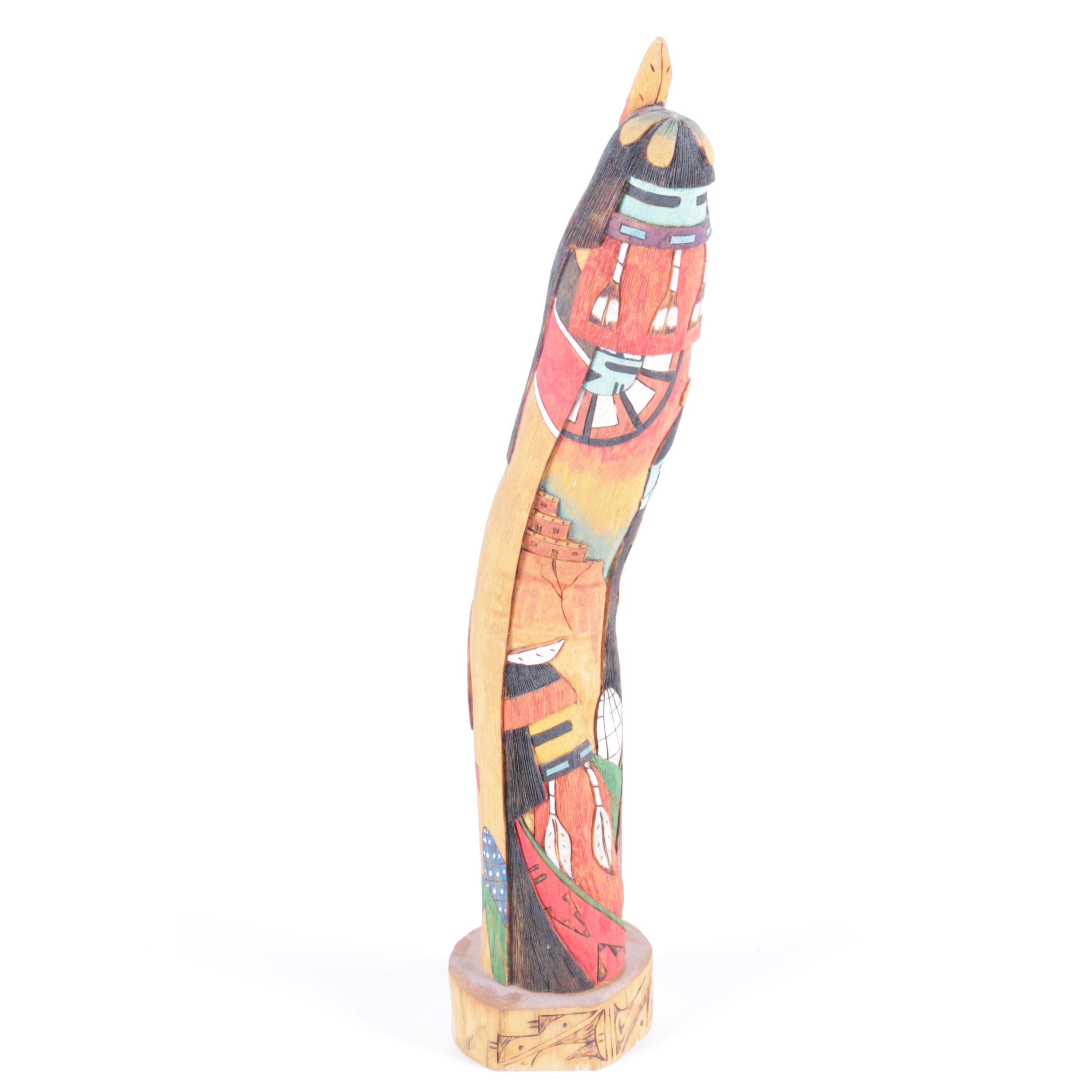 Carved and Painted Native American Inspired Wood Art