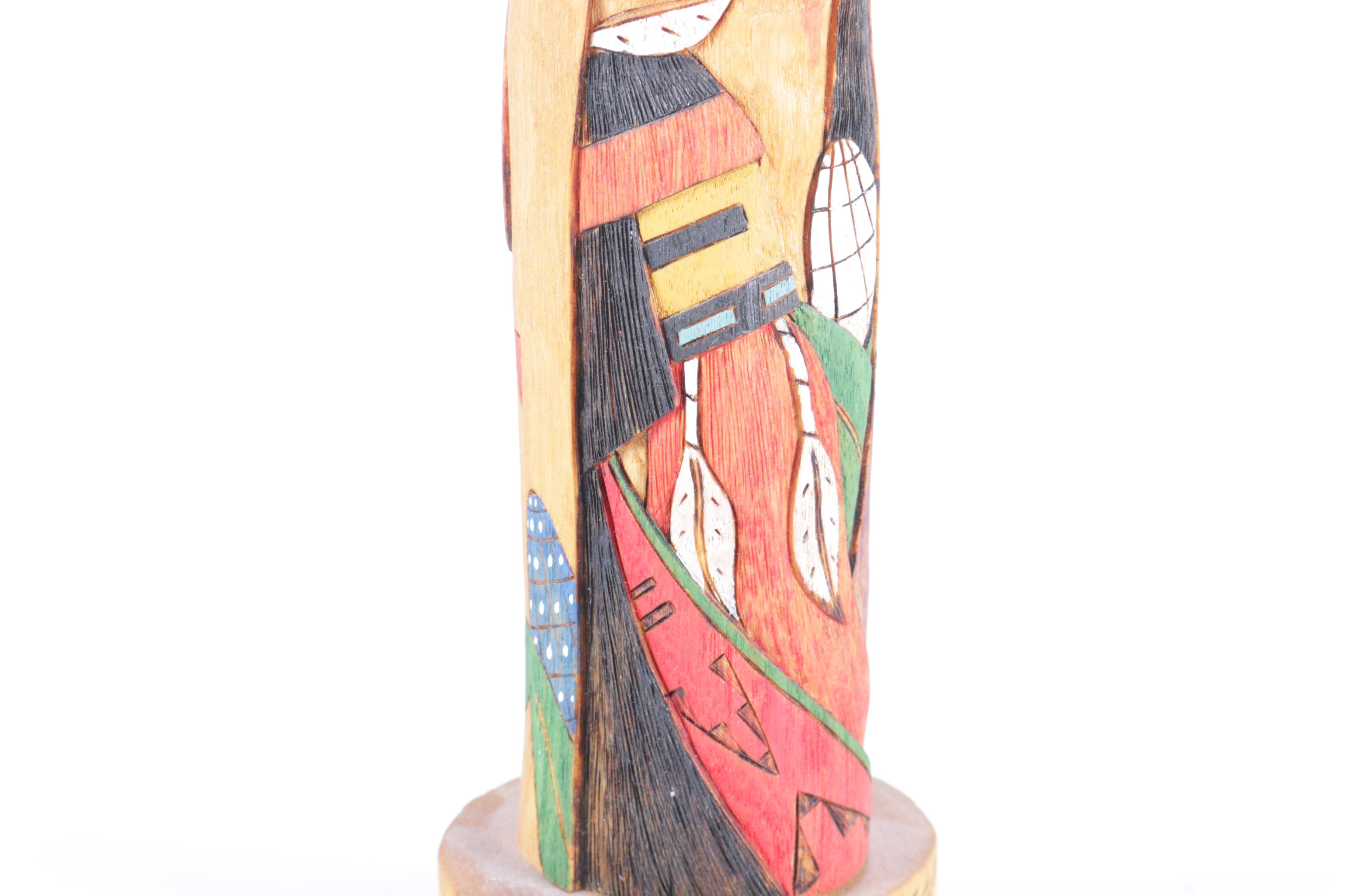 Carved and Painted Native American Inspired Wood Art