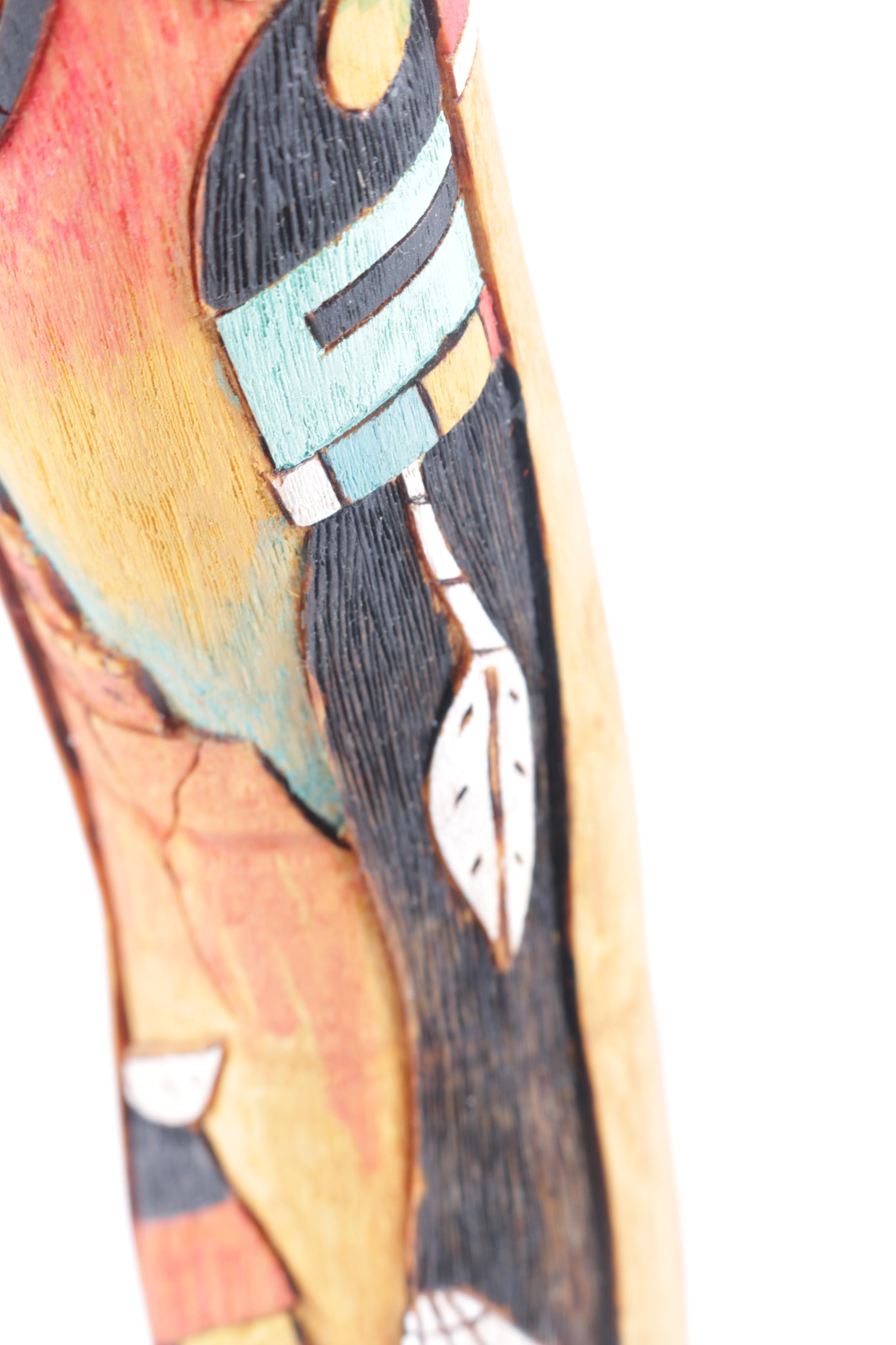 Carved and Painted Native American Inspired Wood Art