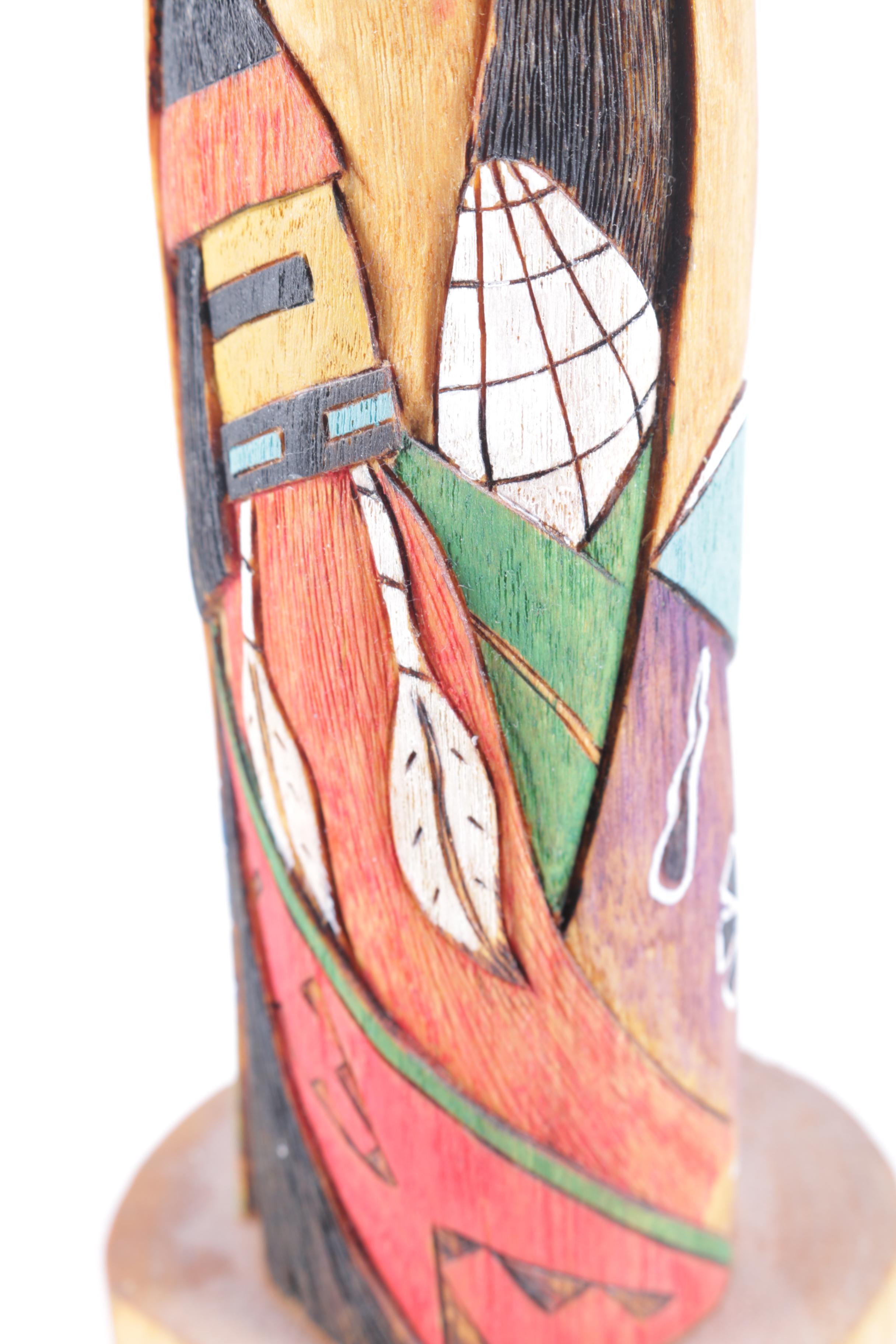 Carved and Painted Native American Inspired Wood Art