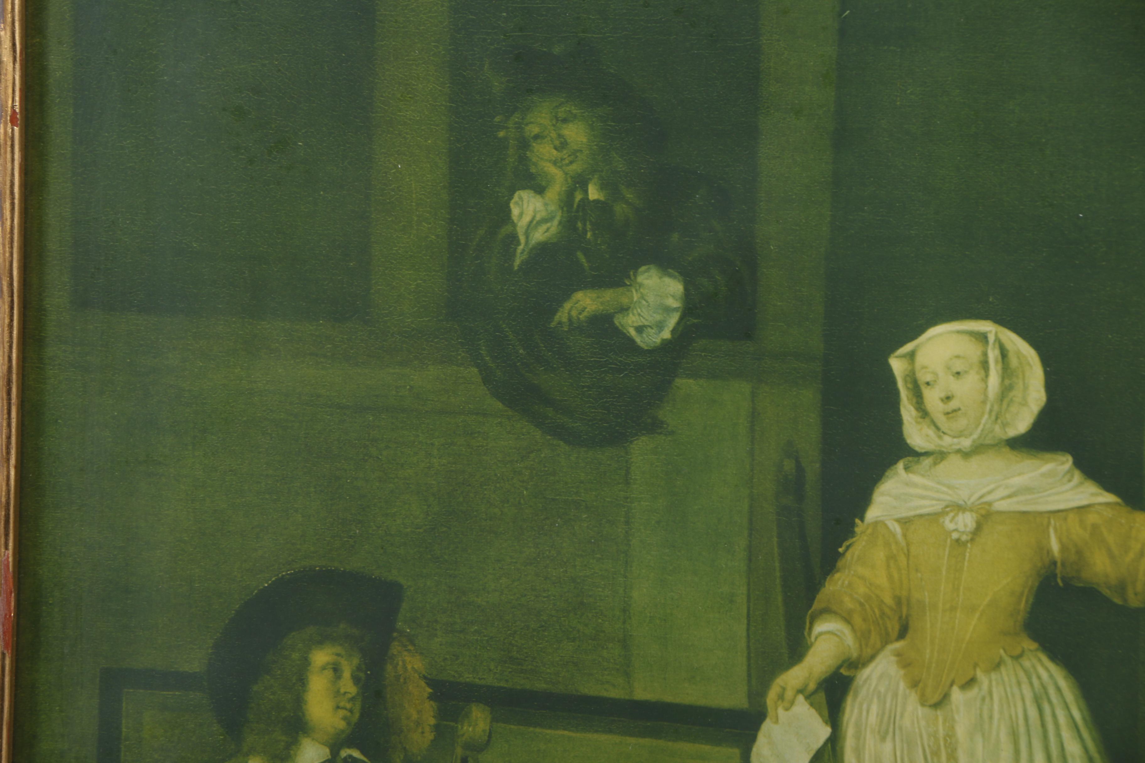 Framed Reproduction Print After Dutch Painting