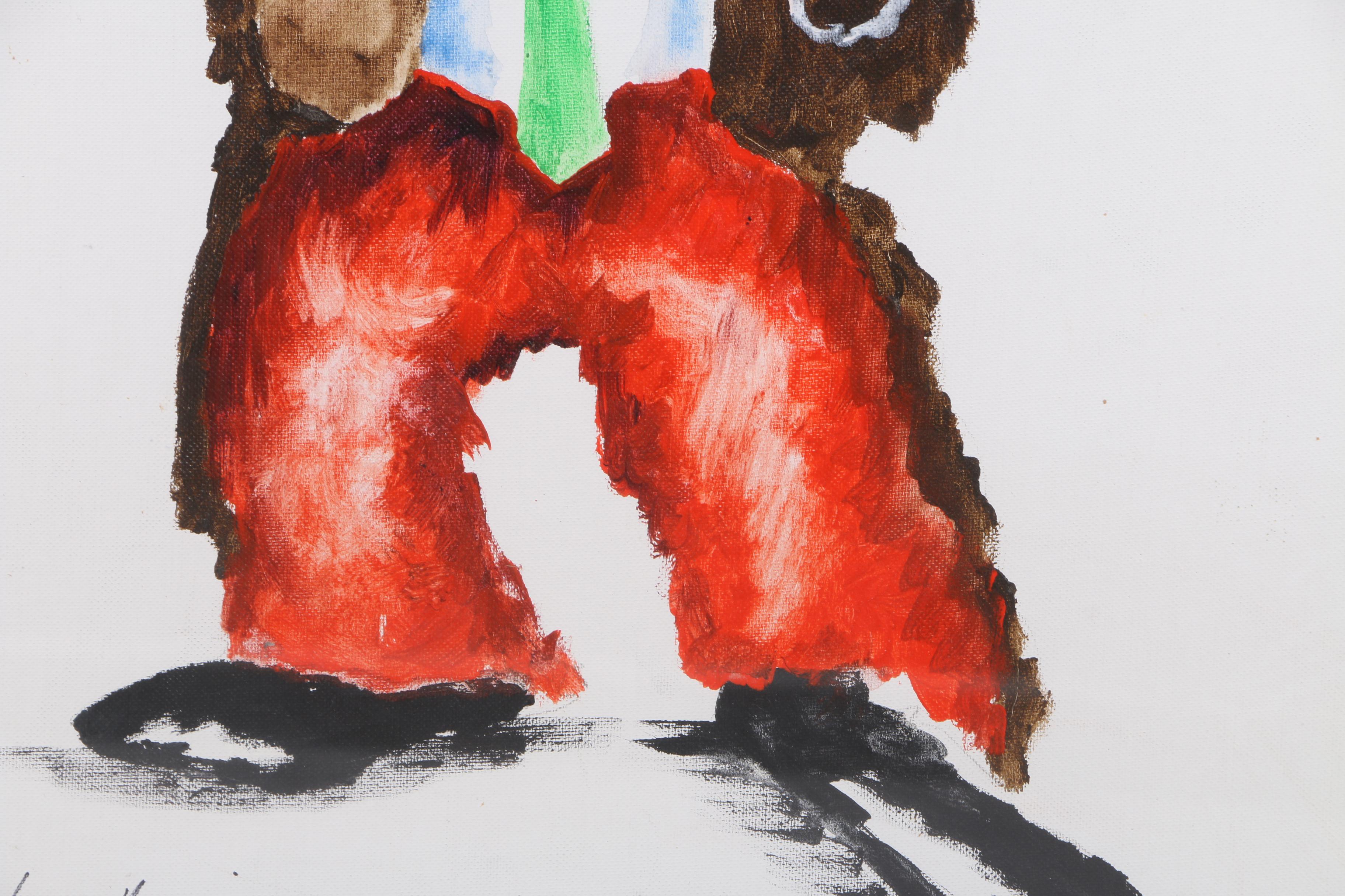 Acrylic Painting on Canvas Board of Sad Clown