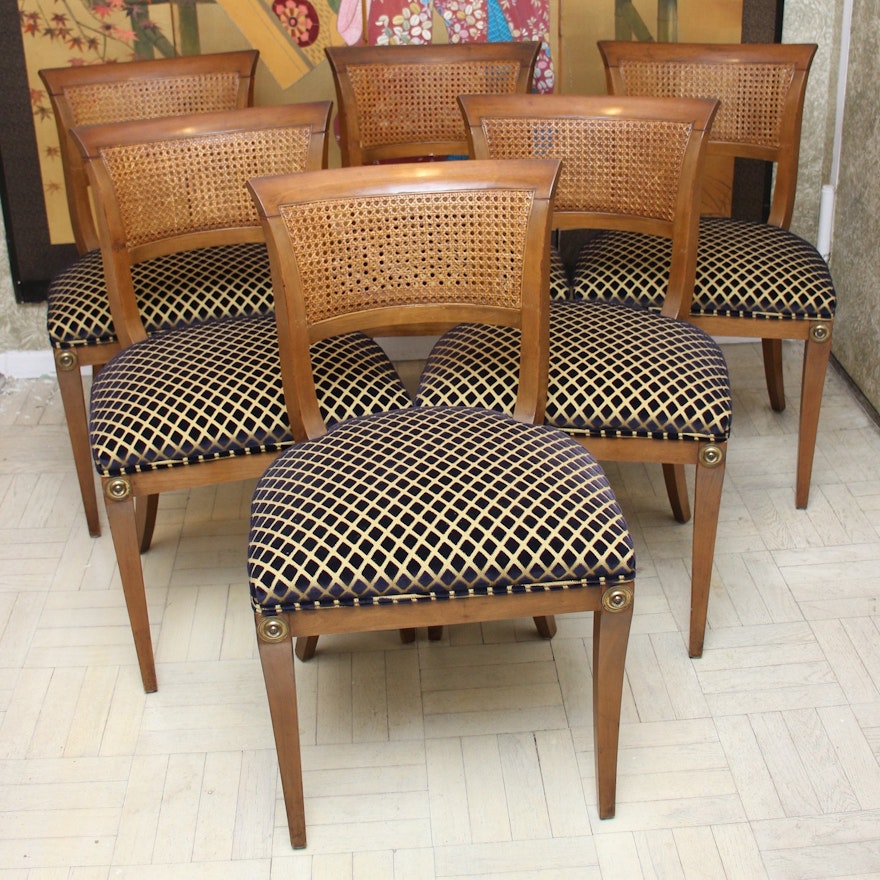 Set of Six French Directoire-Style Dining Chairs in Cherry