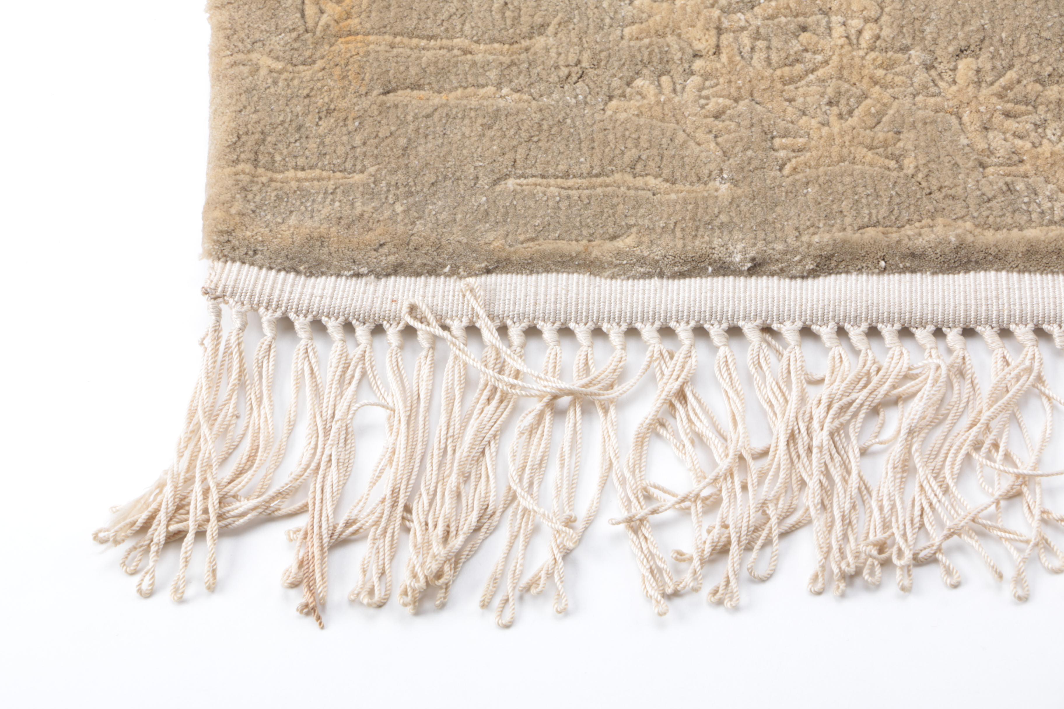 Hand-Knotted Chinese Carved Wool Wall Hanging