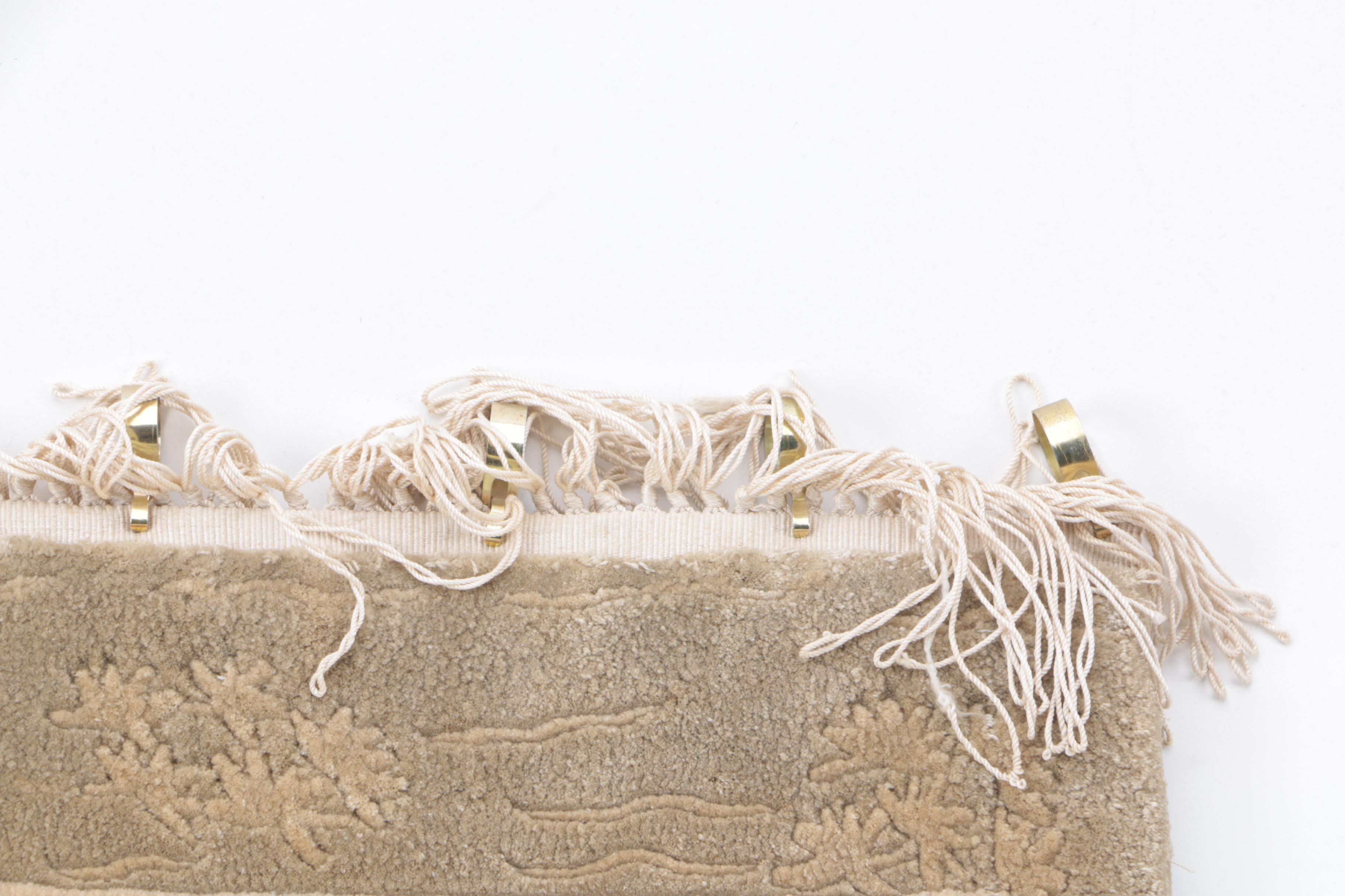 Hand-Knotted Chinese Carved Wool Wall Hanging