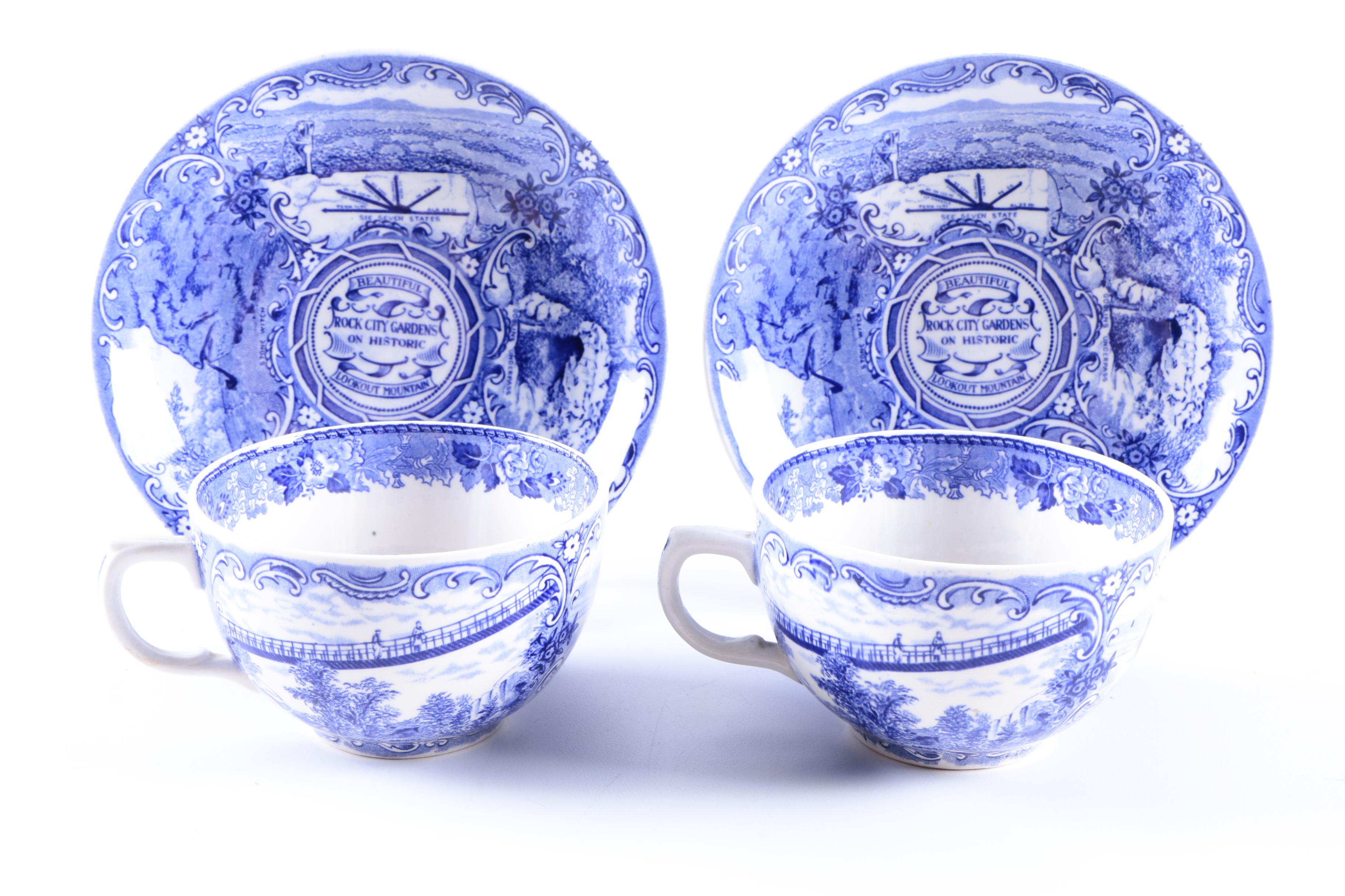Jonroth "Rock City Gardens" Porcelain Teacups and Saucers
