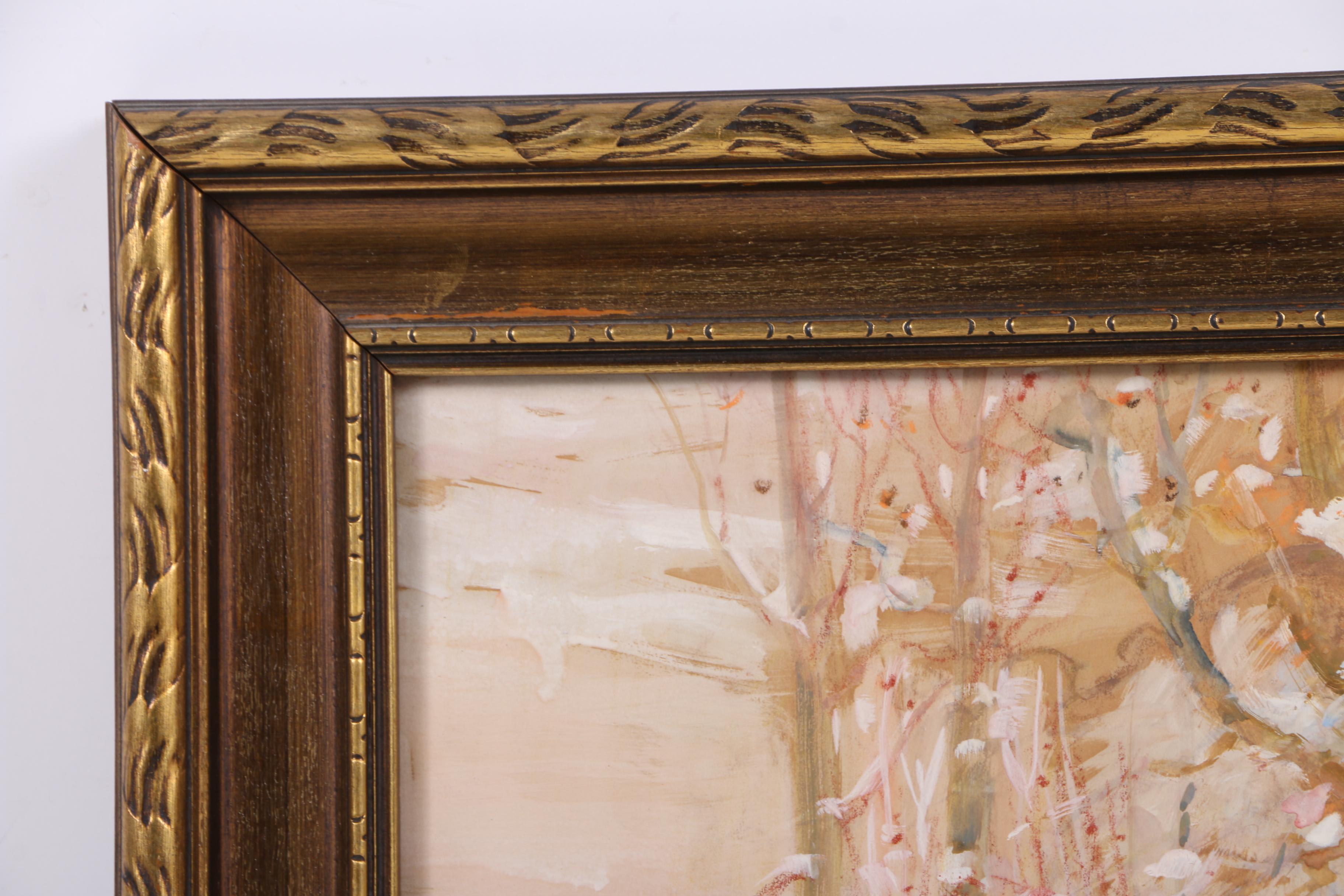 Gouache Painting of Winter Landscape