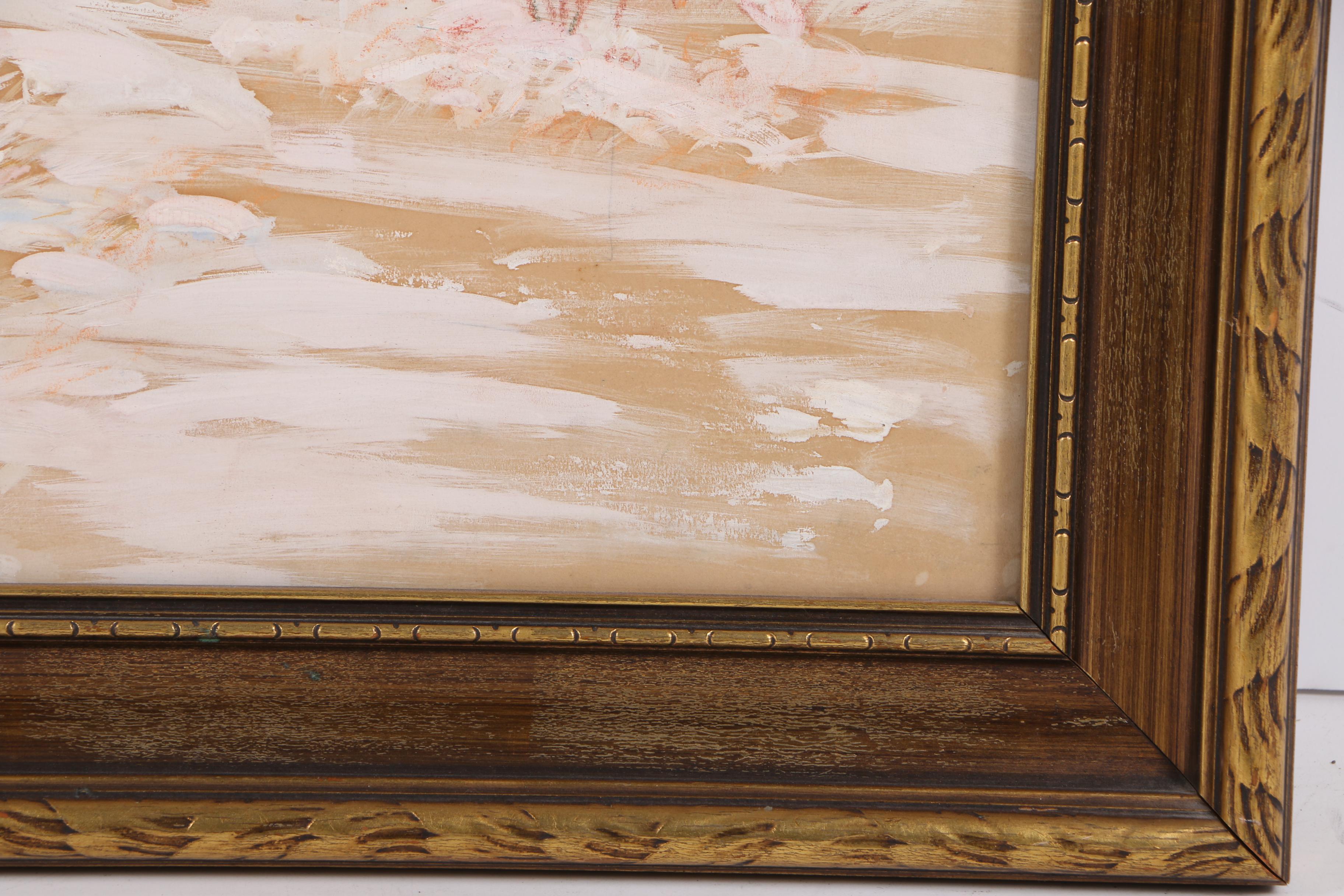 Gouache Painting of Winter Landscape