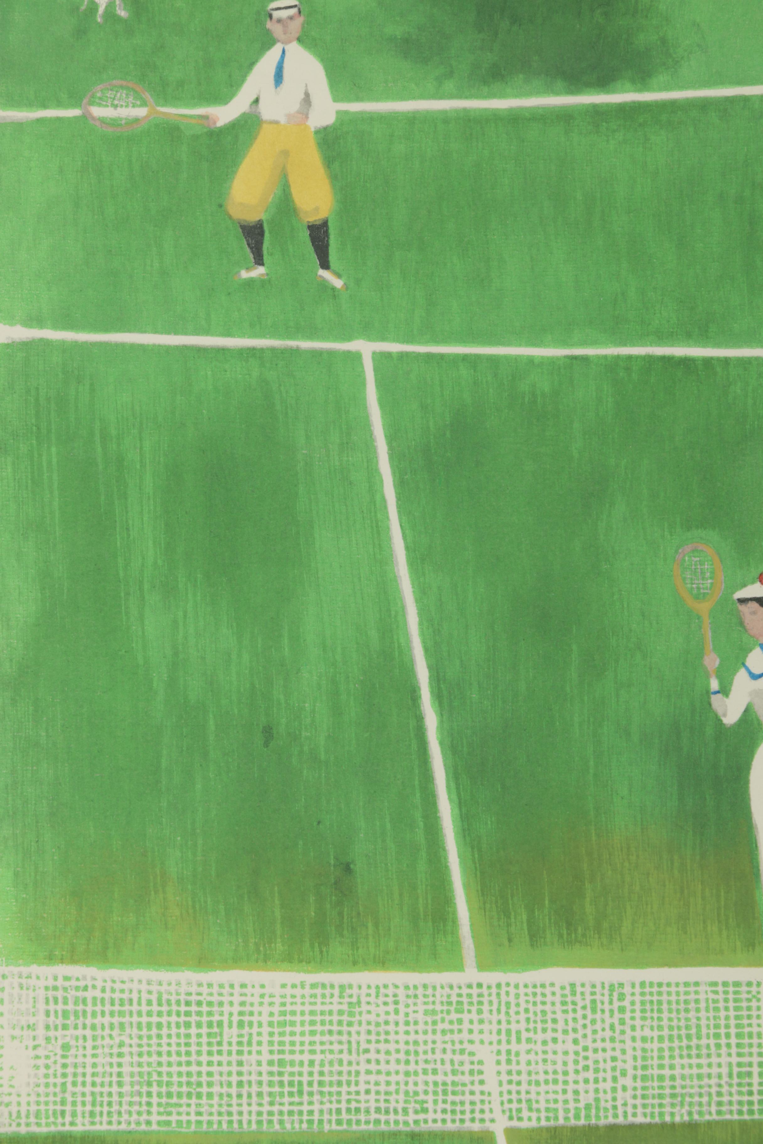 Richard Howard 1973 Serigraph on Paper of Early 20th Century Tennis Match