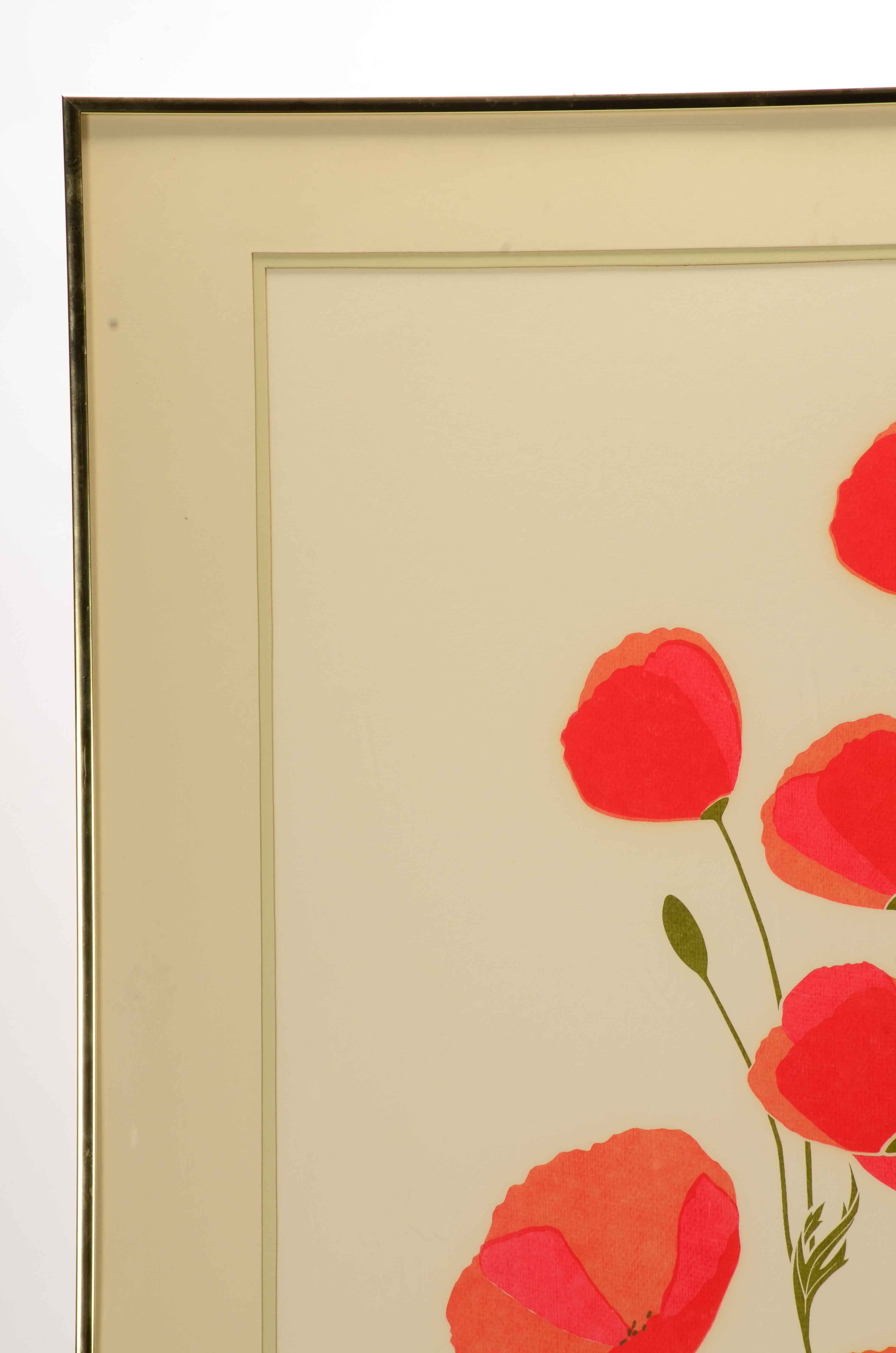 P. Chu Signed Serigraph of Poppies