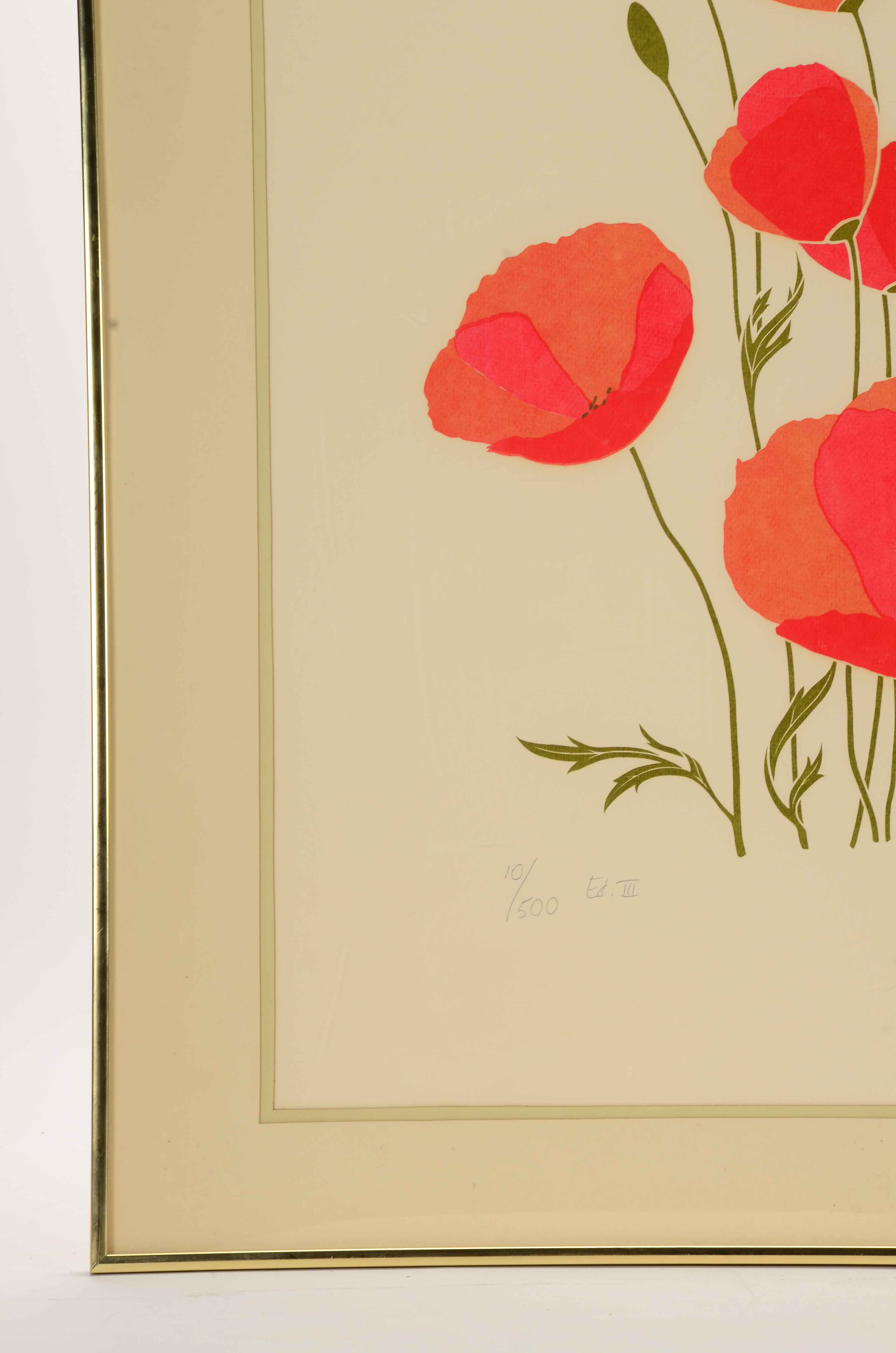 P. Chu Signed Serigraph of Poppies
