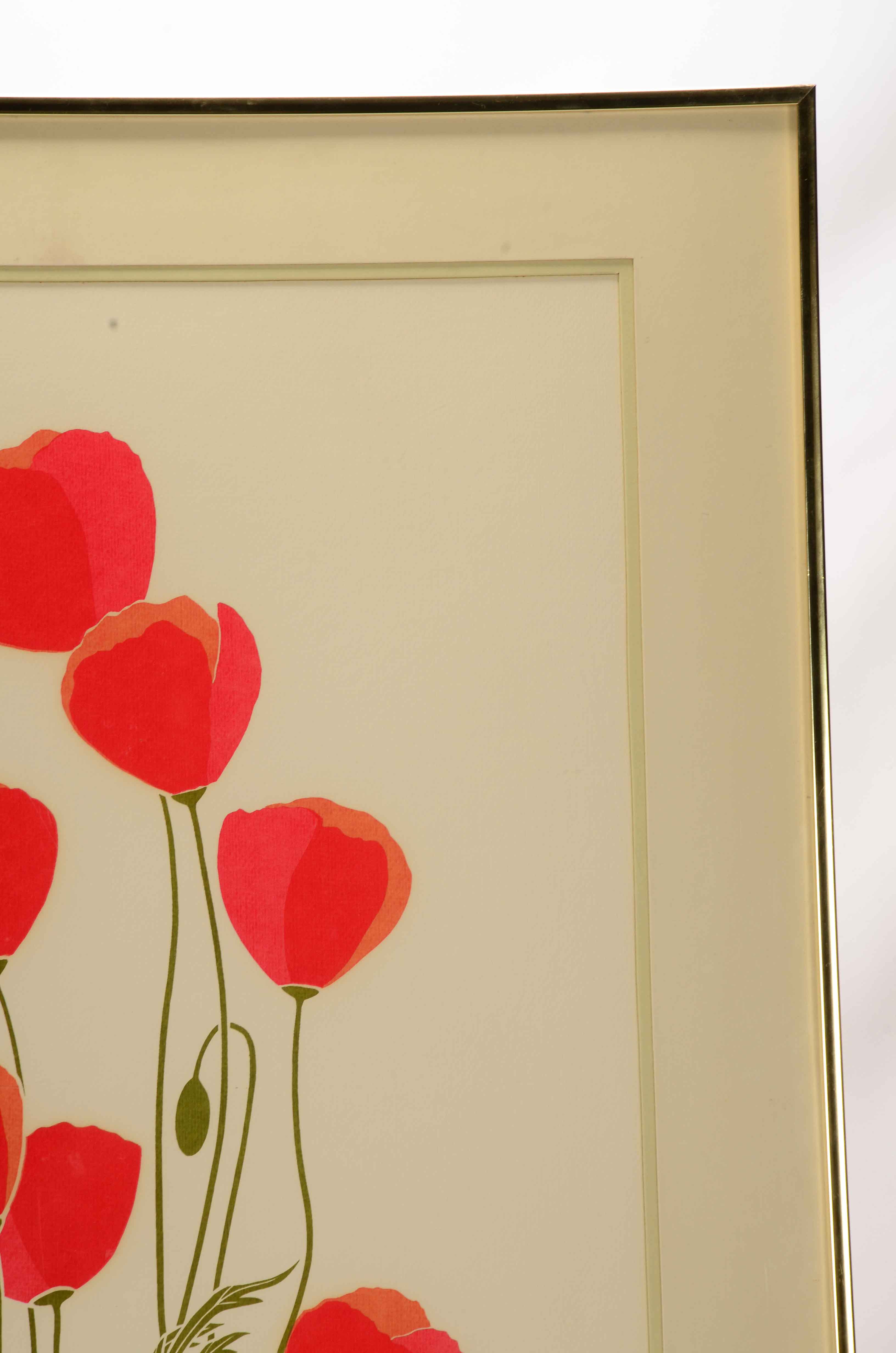 P. Chu Signed Serigraph of Poppies